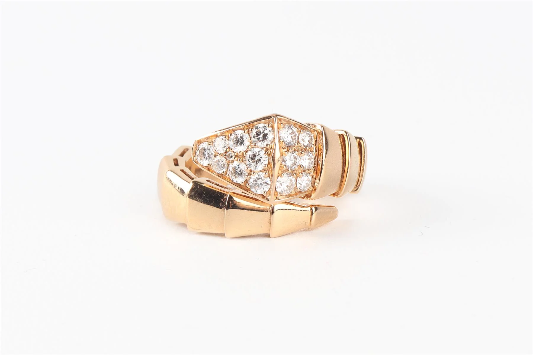 BVLGARI GOLD SERPENTI VIPER 18K ROSE GOLD AND DIAMOND RING SMALL - Image 7