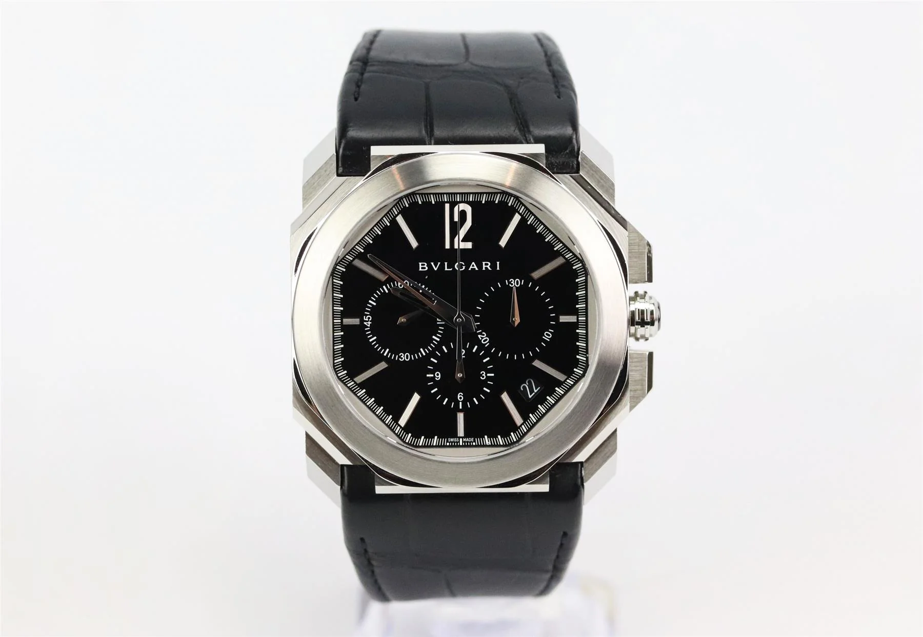 BVLGARI OCTO VERLCISSIMO 42MM STAINLESS STEEL AND ALLIGATOR WATCH - Image 3