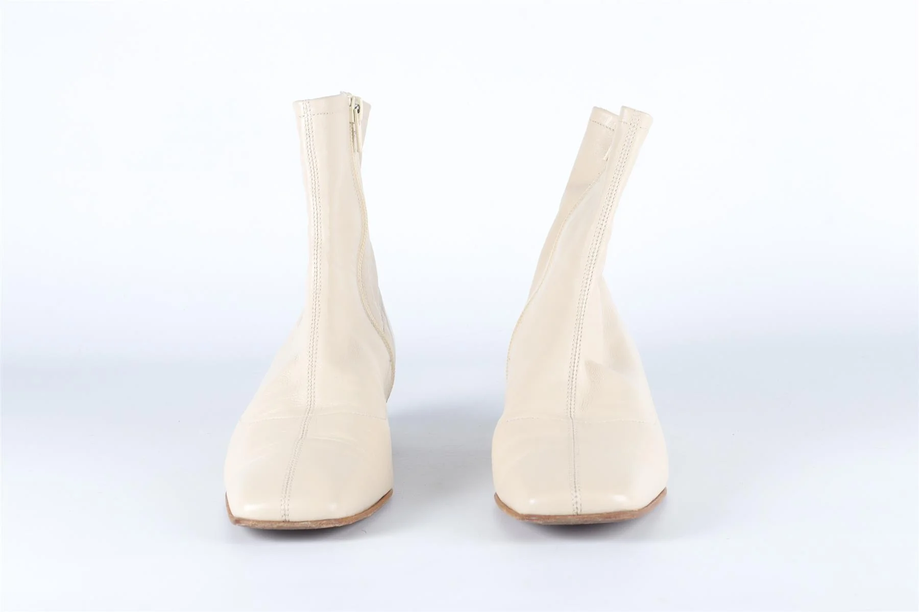 BY FAR CREAM LEATHER ANKLE BOOTS EU 36 UK 3 US 6 - Image 3