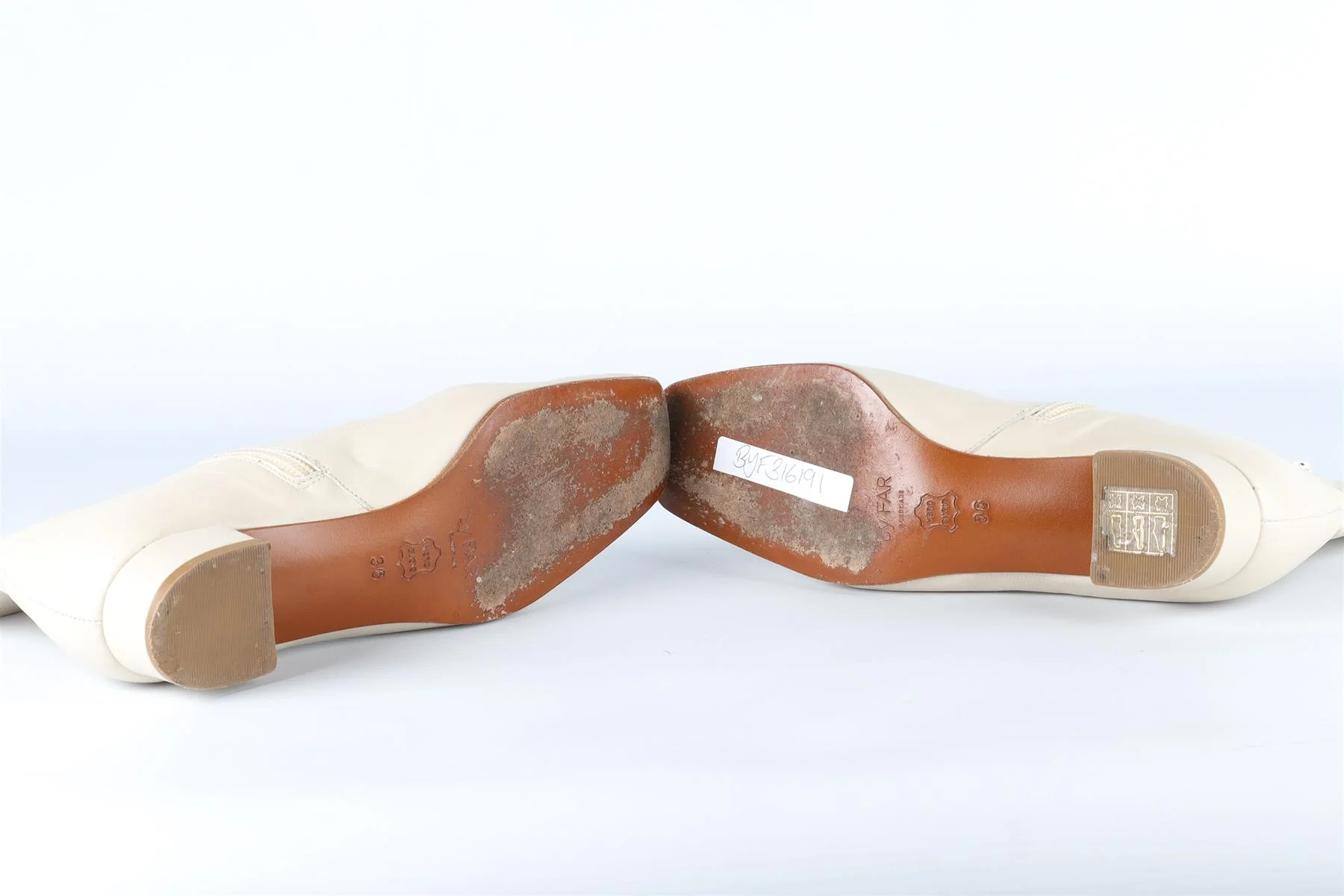 BY FAR CREAM LEATHER ANKLE BOOTS EU 36 UK 3 US 6 - Image 6