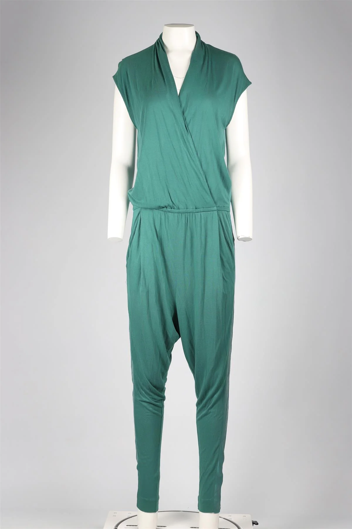 BY MALENE BIRGER GREEN JERSEY AND SILK BLEND JUMPSUIT SMALL - Image 2