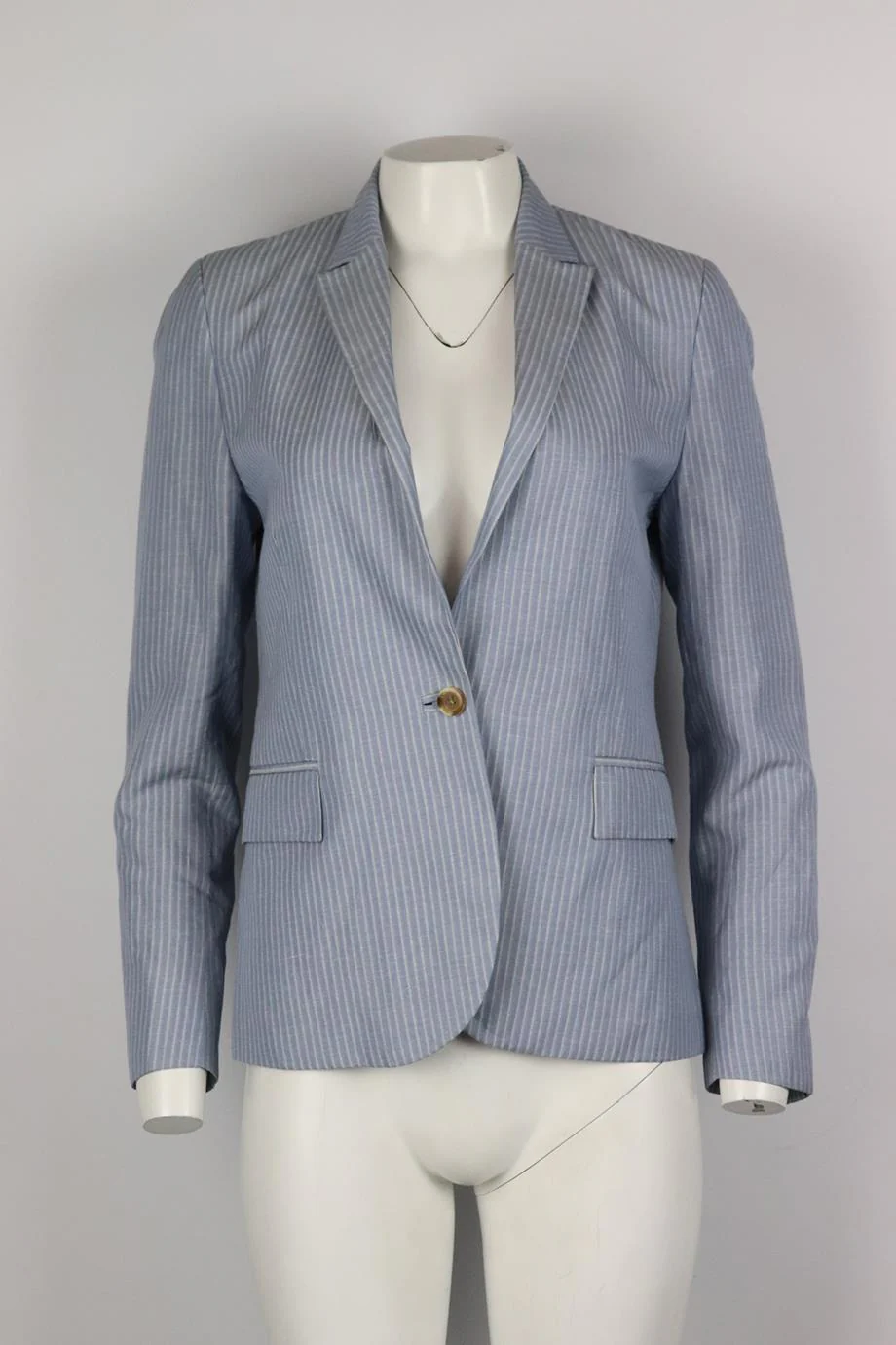 BY MALENE BIRGER STRIPED SILK AND LINEN BLEN BLAZER DK 36 UK 10 - Image 2
