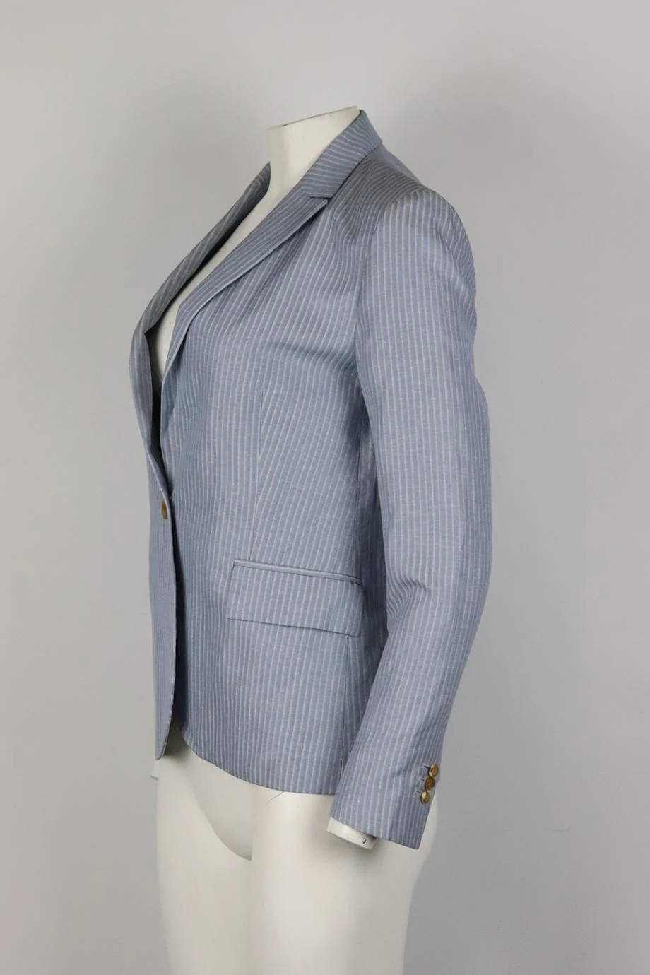 BY MALENE BIRGER STRIPED SILK AND LINEN BLEN BLAZER DK 36 UK 10 - Image 3