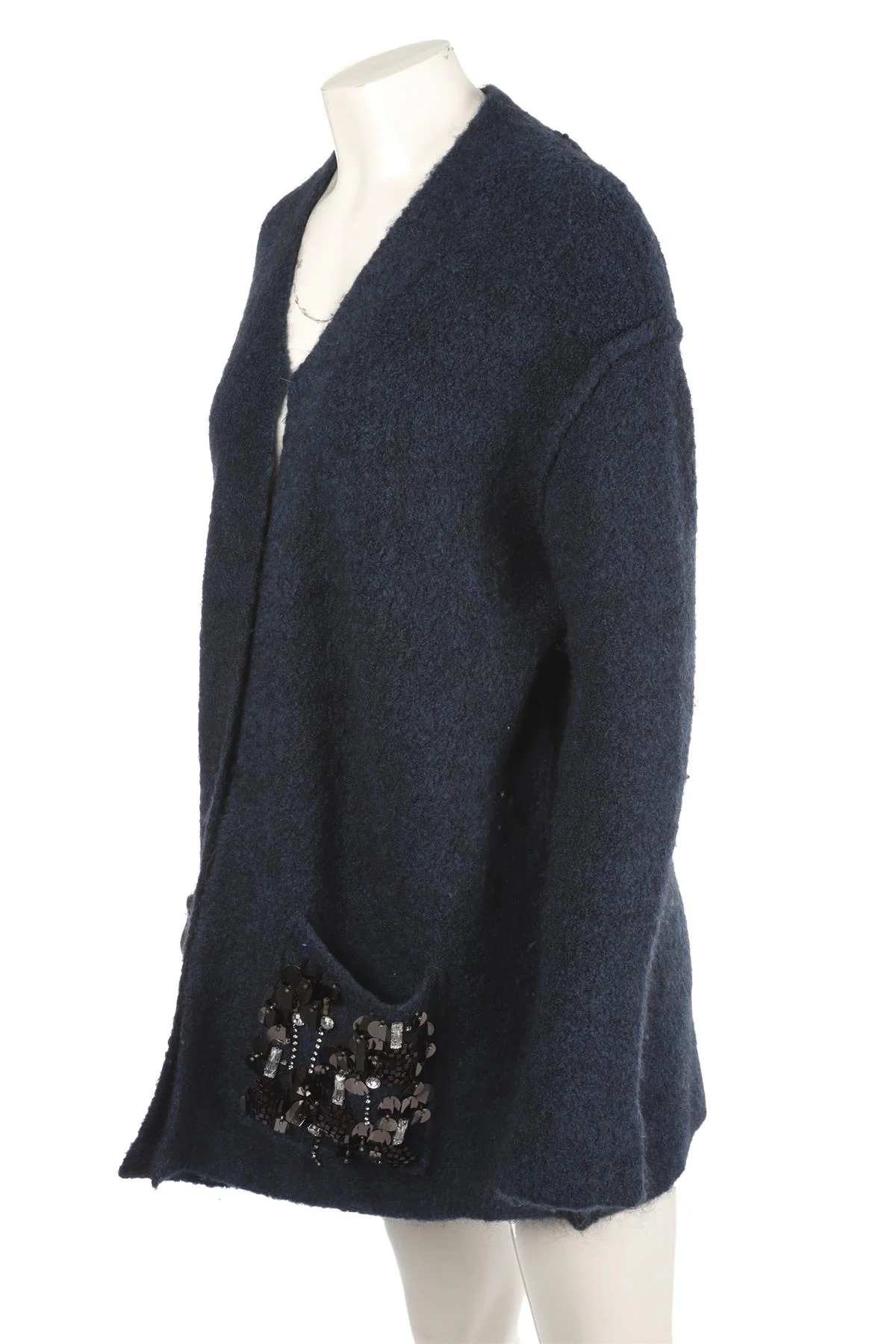 BY MARLENE BIRGER BLUE WOOL CARDIGAN MEDIUM - Image 3