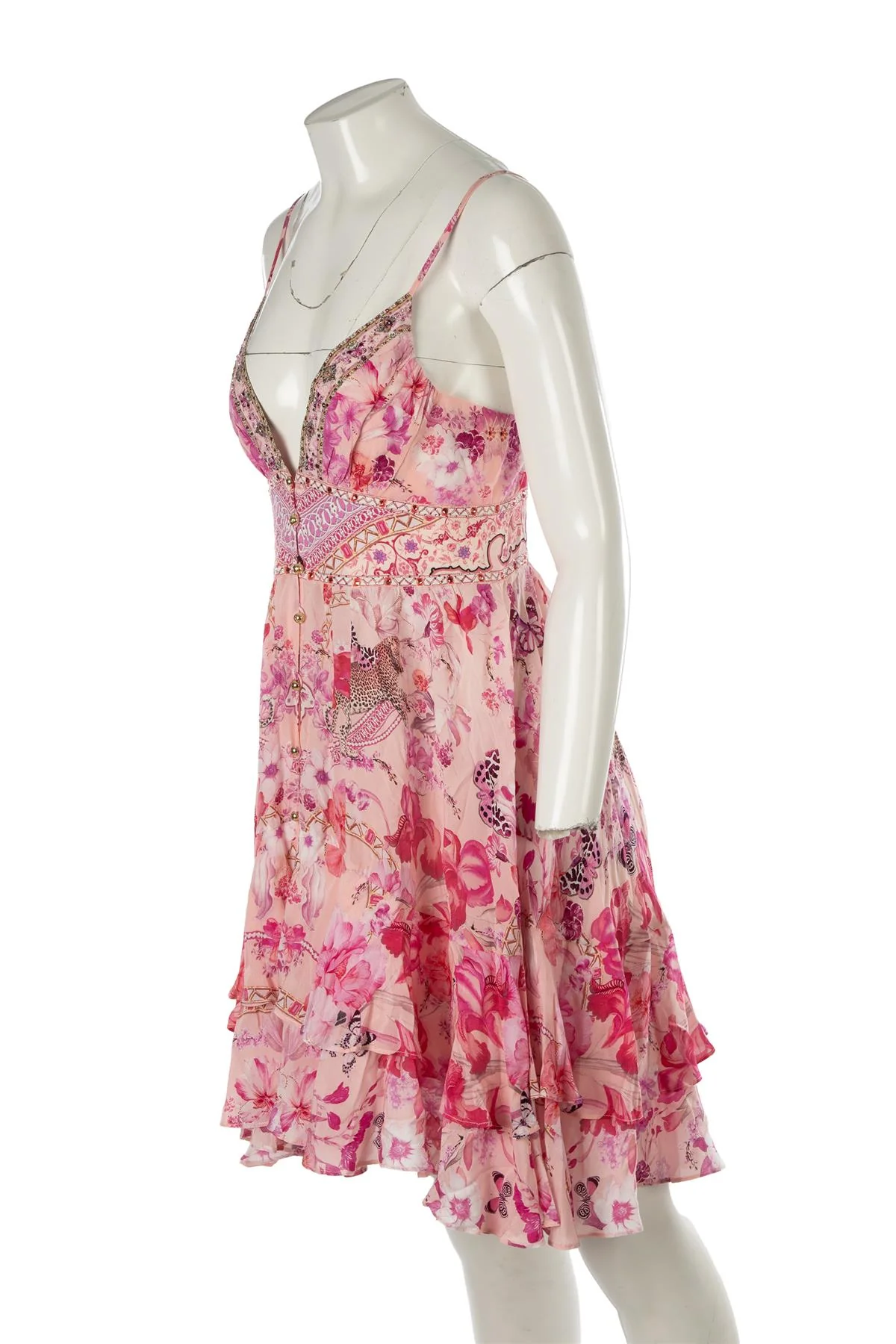 CAMILLA PINK SILK MIDI DRESS MEDIUM - Image 3
