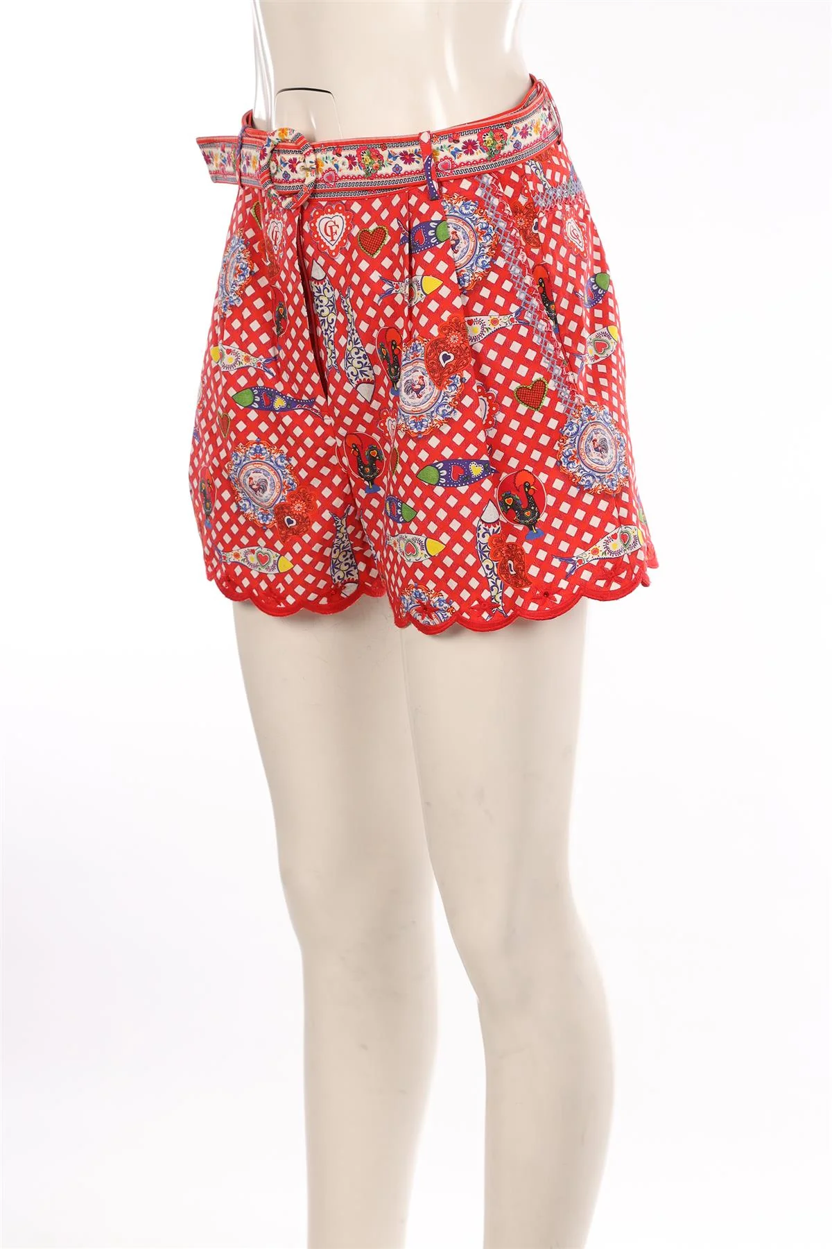 CAMILLA RED COTTON SHORTS SMALL - Image 3