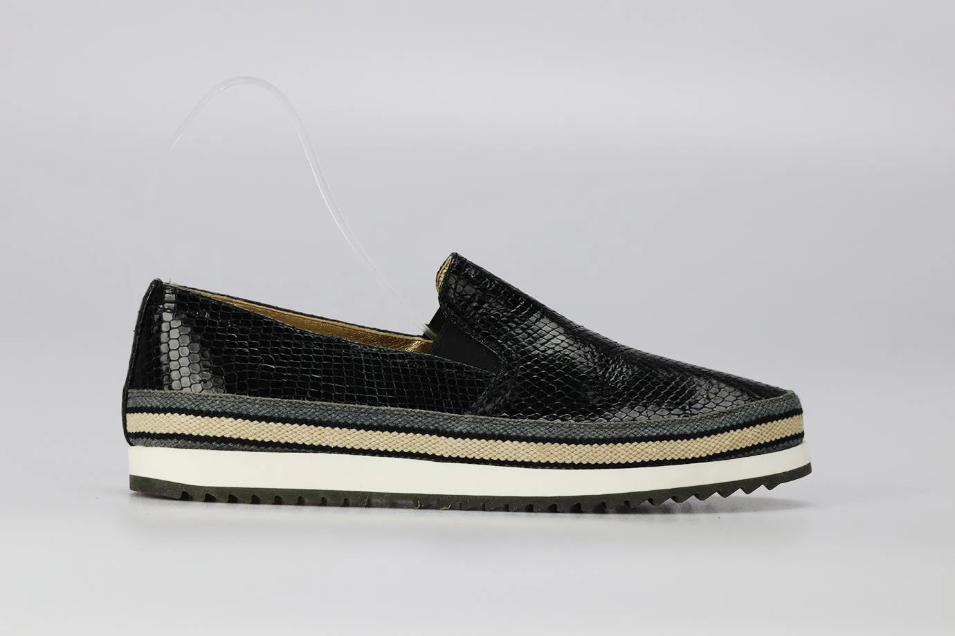 CAR SHOE SNAKE EFFECT LEATHER SLIP ON SNEAKERS EU 39 UK 6 US 9 - Image 2