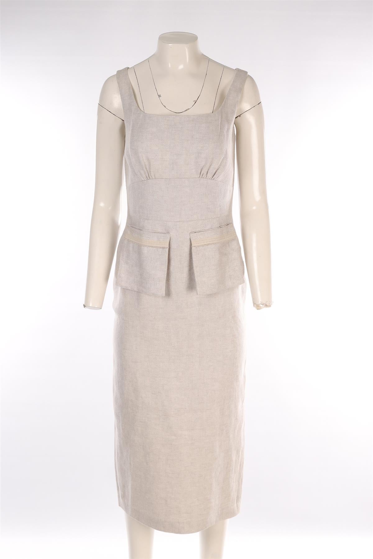 CARL KAPP GREY LINEN MIDI DRESS UK 8 - Image 2