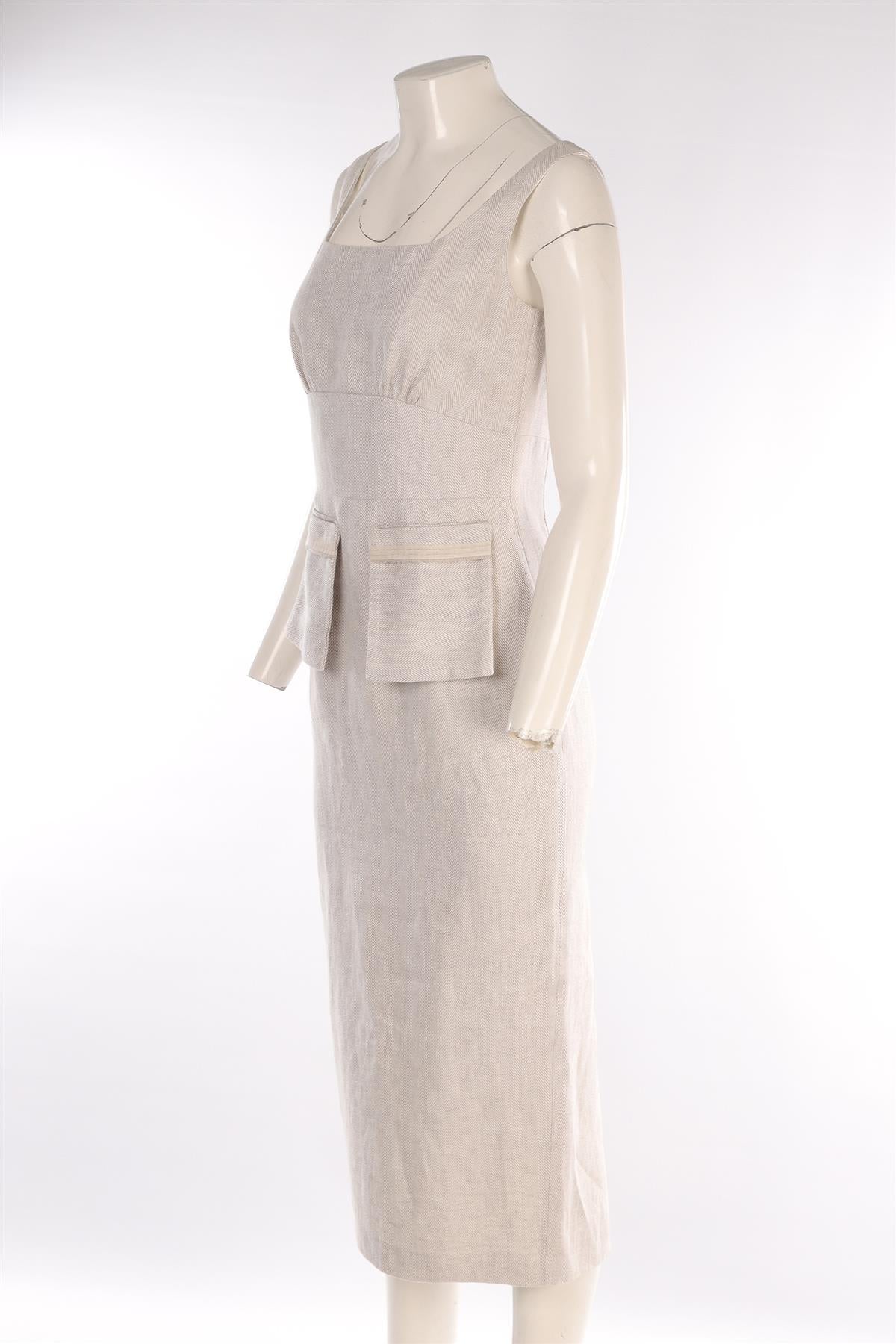 CARL KAPP GREY LINEN MIDI DRESS UK 8 - Image 3