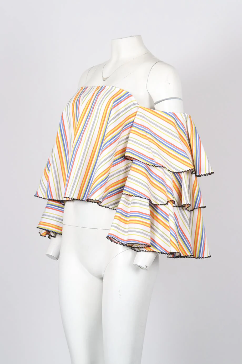 CAROLINE CONSTAS OFF THE SHOULDER STRIPED COTTON TOP XSMALL - Image 3