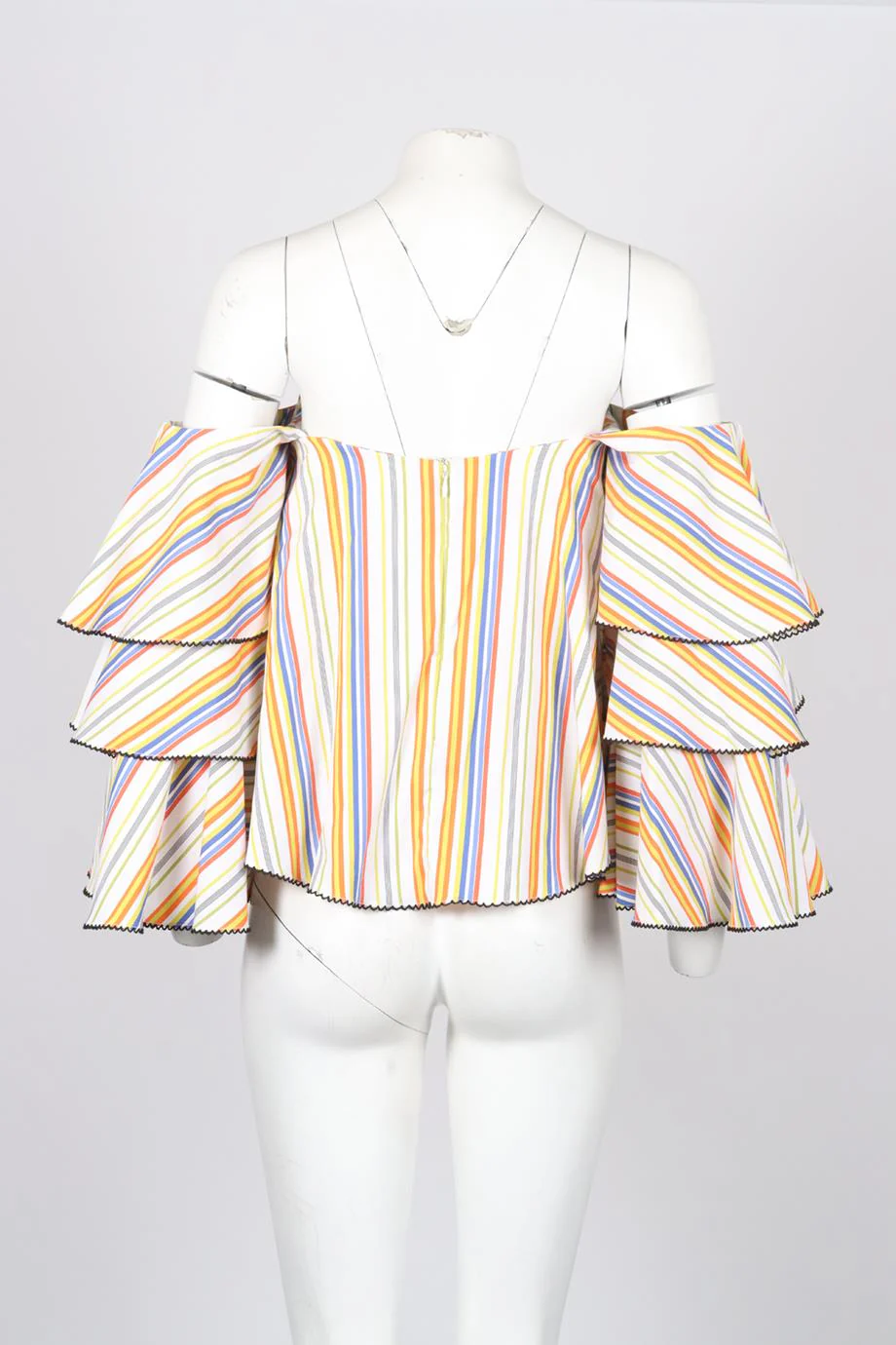 CAROLINE CONSTAS OFF THE SHOULDER STRIPED COTTON TOP XSMALL - Image 4