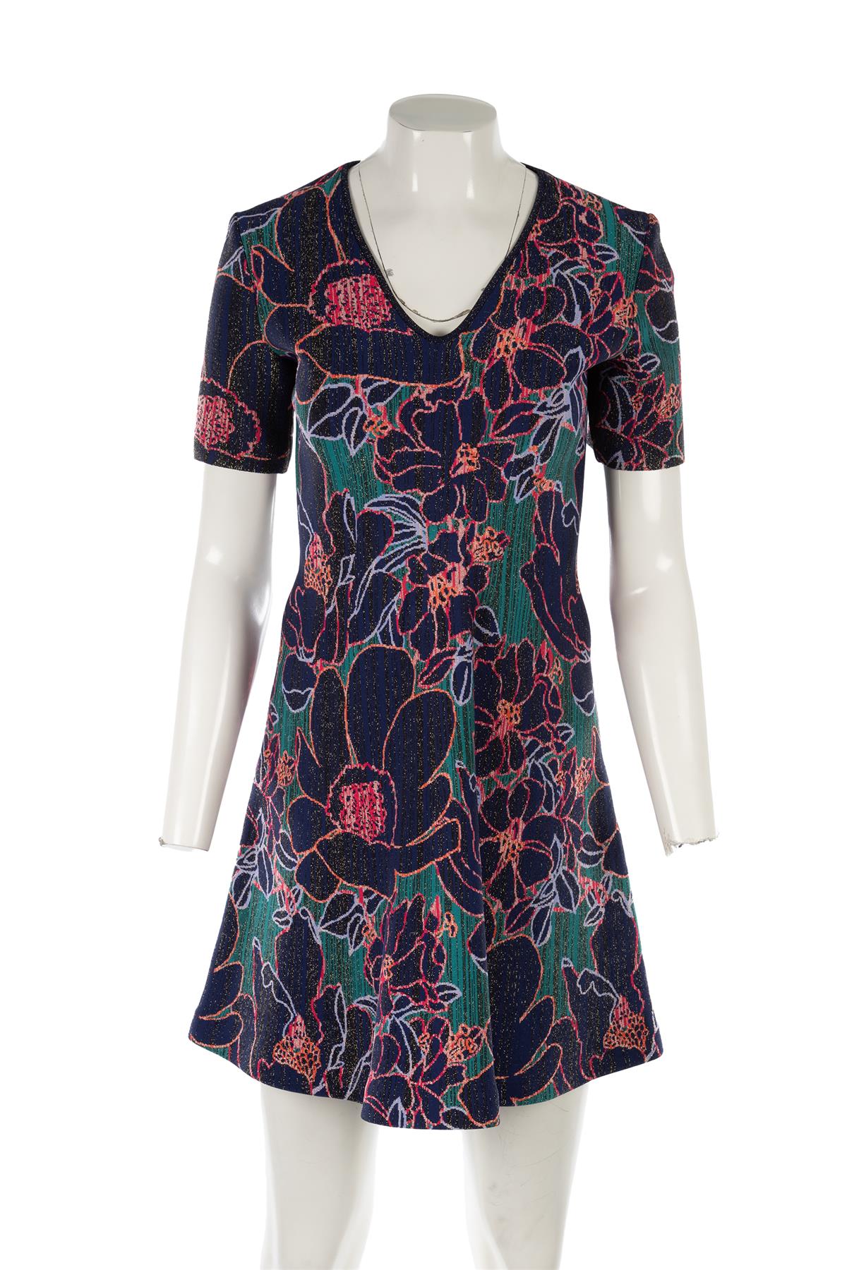 CAROLINE HERRERA NAVY WOOL MINI DRESS SMALL - Image 2