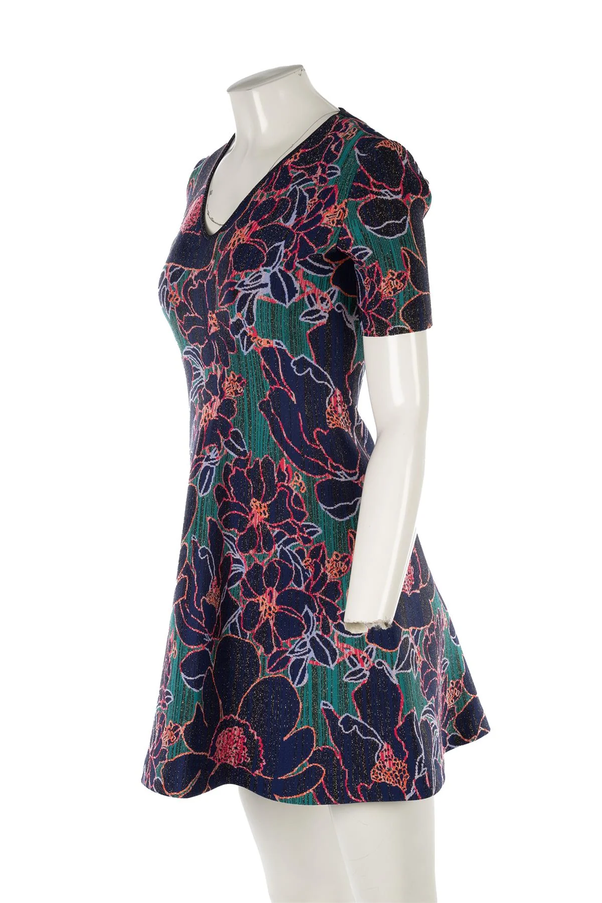 CAROLINE HERRERA NAVY WOOL MINI DRESS SMALL - Image 3
