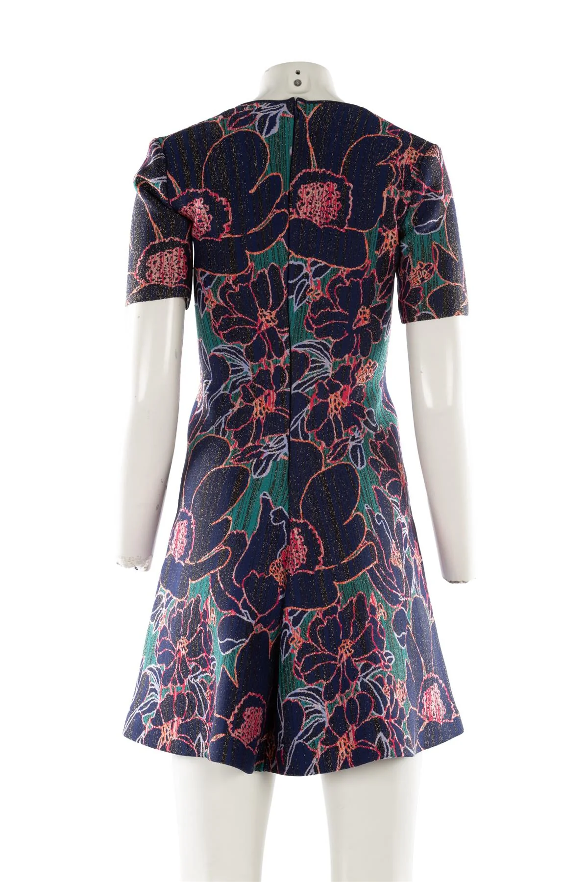 CAROLINE HERRERA NAVY WOOL MINI DRESS SMALL - Image 4