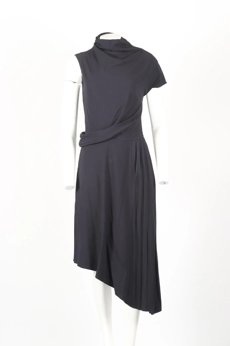 CARVEN DRAPED WOOL BLEND MIDI DRESS FR 38 UK 10 - Image 2