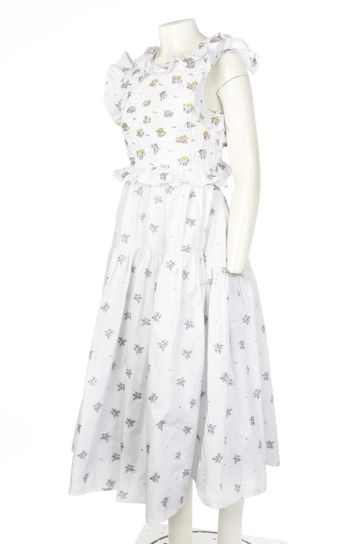 CECILIE BAHNSEN WHITE COTTON MAXI DRESS SMALL - Image 3