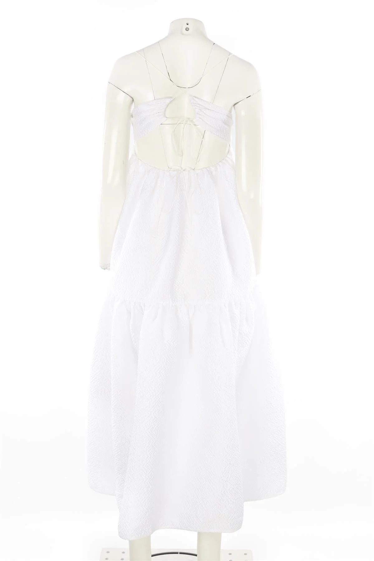 CECILIE BAHNSEN WHITE SATIN MAXI DRESS UK 8 - Image 4