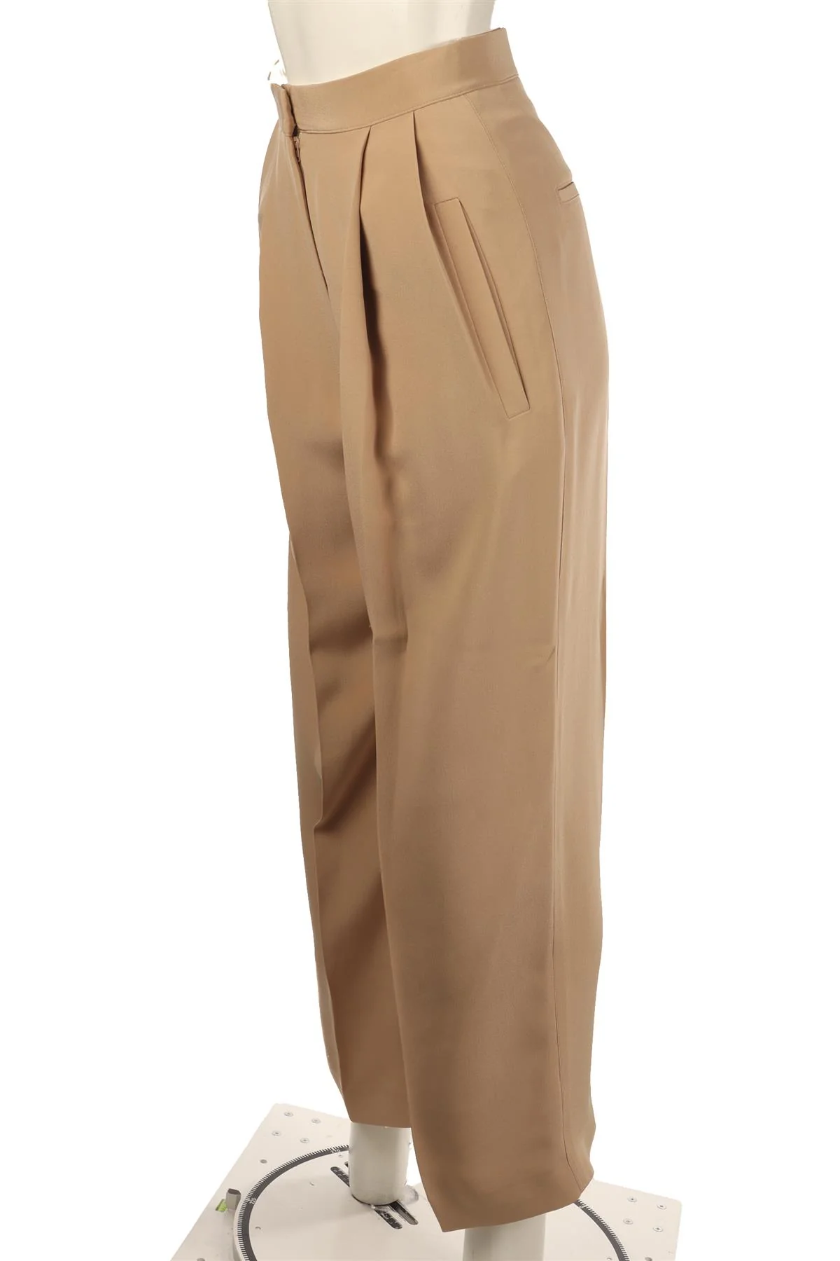 CELINE BEIGE SILK STRAIGHT LEG PANTS FR 36 UK 8 - Image 3