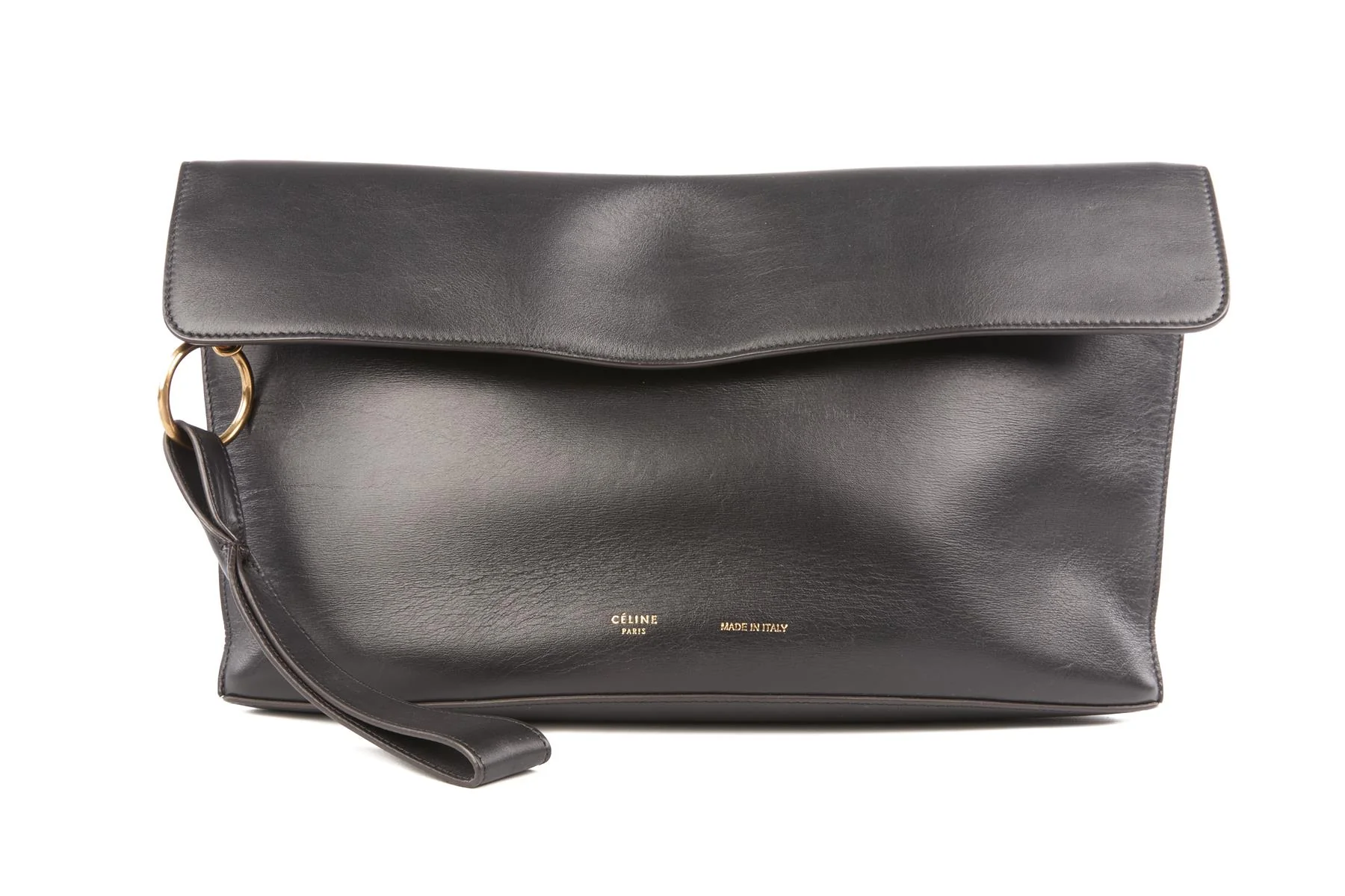 CELINE BLACK CURVE LEATHER CLUTCH - Image 2