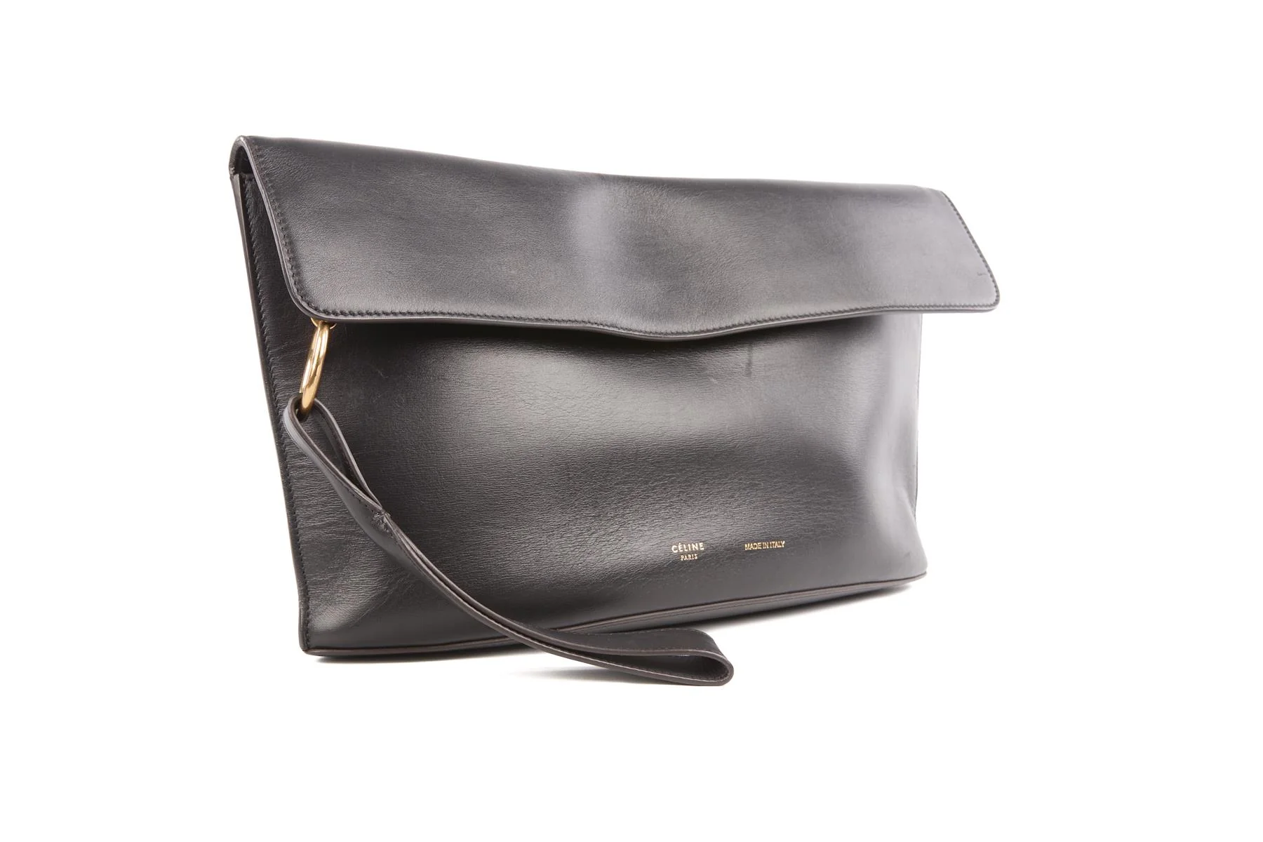 CELINE BLACK CURVE LEATHER CLUTCH - Image 3
