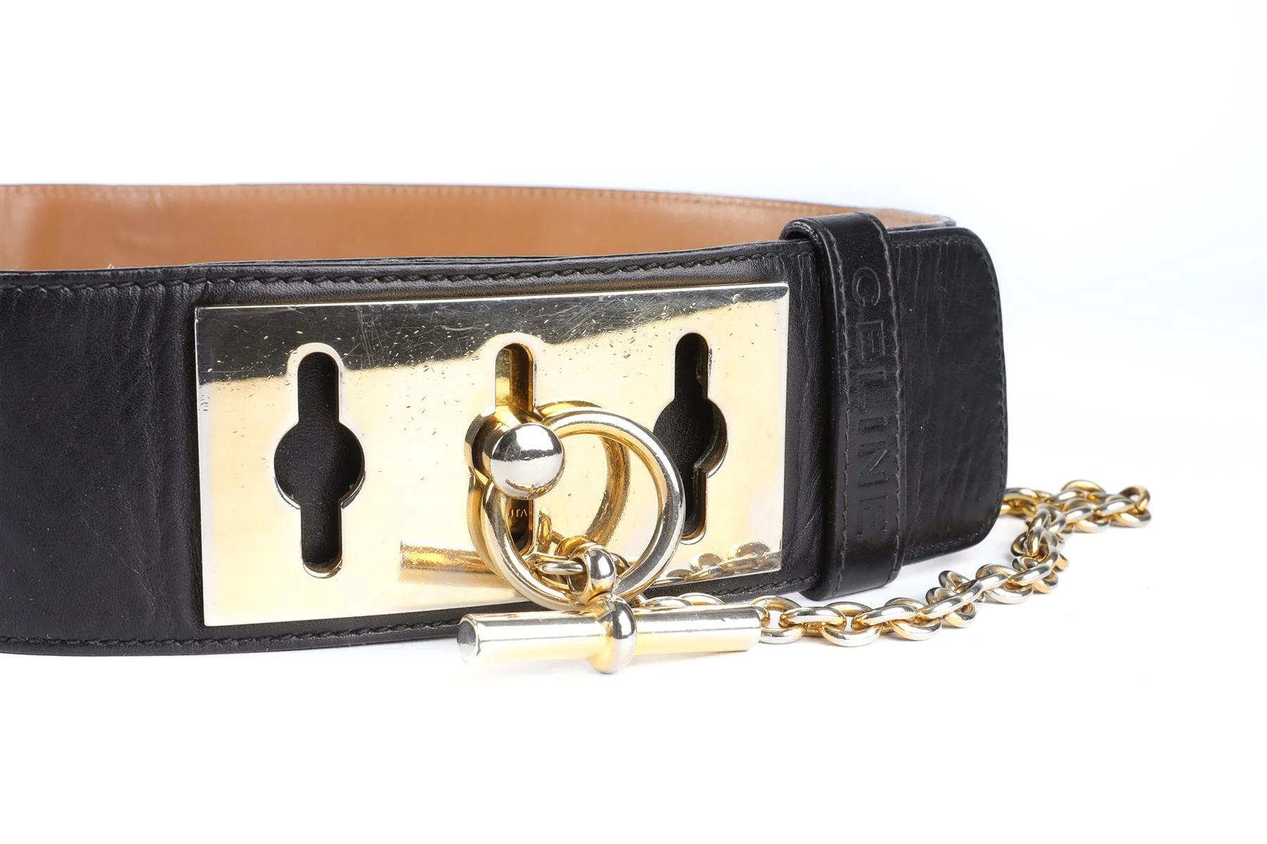 CELINE BLACK LEATHER BELT - Image 3