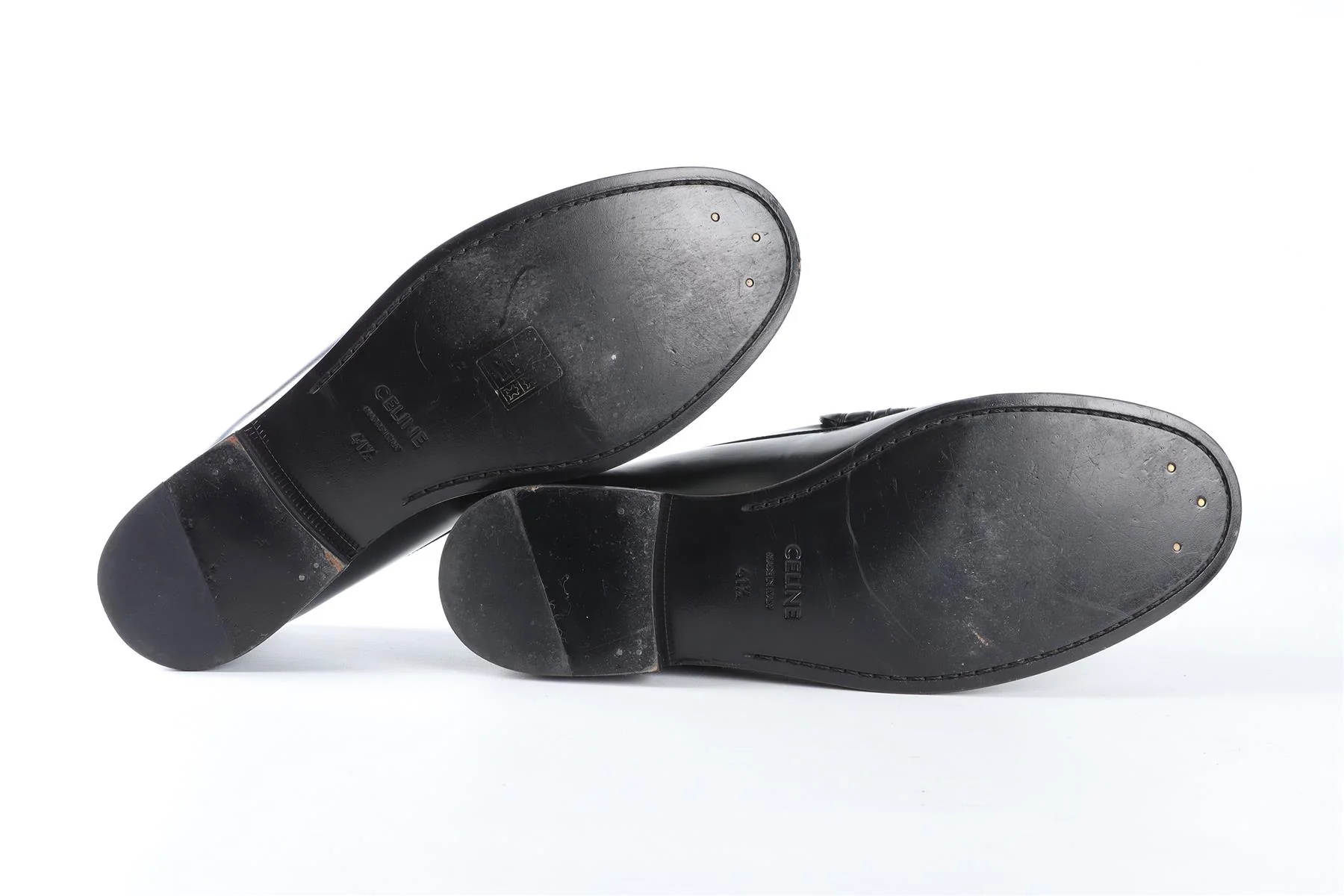 CELINE BLACK MEN'S TRIOMPHE LEATHER LOAFERS EU 41.5 UK 7.5 US 8.5 - Image 6