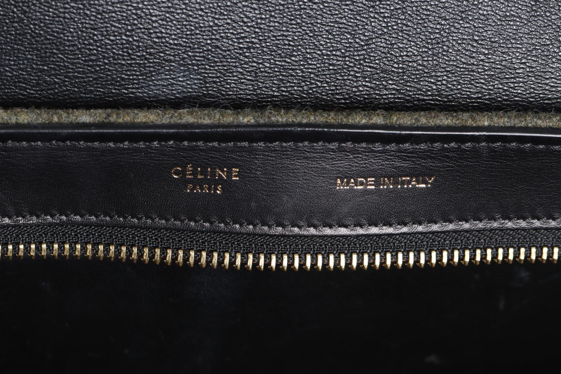 CELINE BLACK TRAPEZE SMALL FELT AND LEATHER TOTE BAG - Image 11