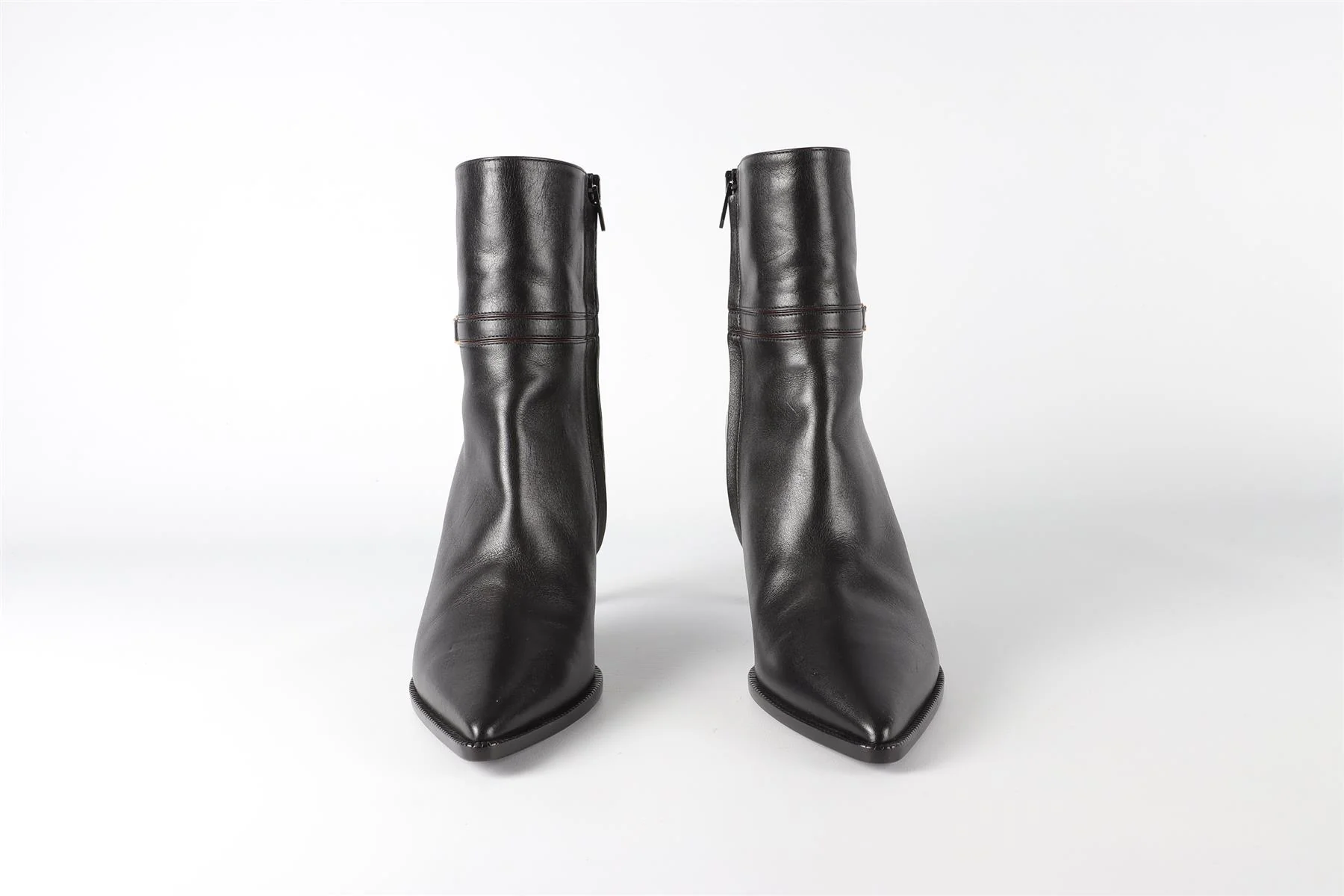 CELINE BLACK TRIOMPHE LEATHER ANKLE BOOTS EU 38 UK 5 US 8 - Image 3