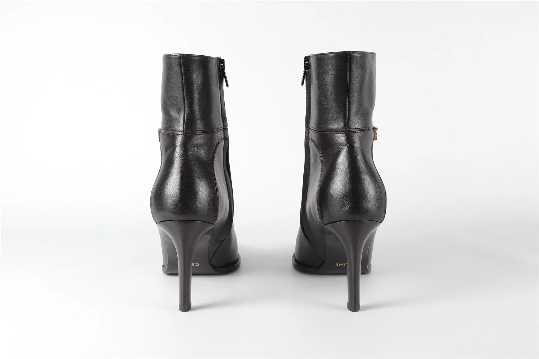 CELINE BLACK TRIOMPHE LEATHER ANKLE BOOTS EU 38 UK 5 US 8 - Image 5