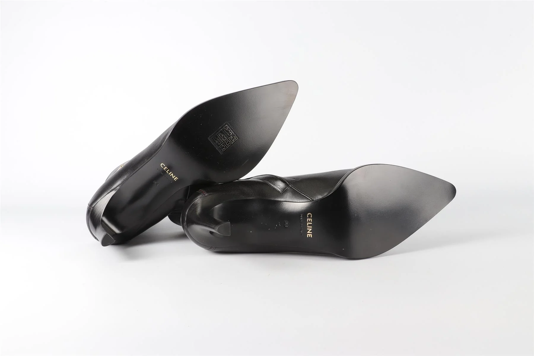 CELINE BLACK TRIOMPHE LEATHER ANKLE BOOTS EU 38 UK 5 US 8 - Image 6