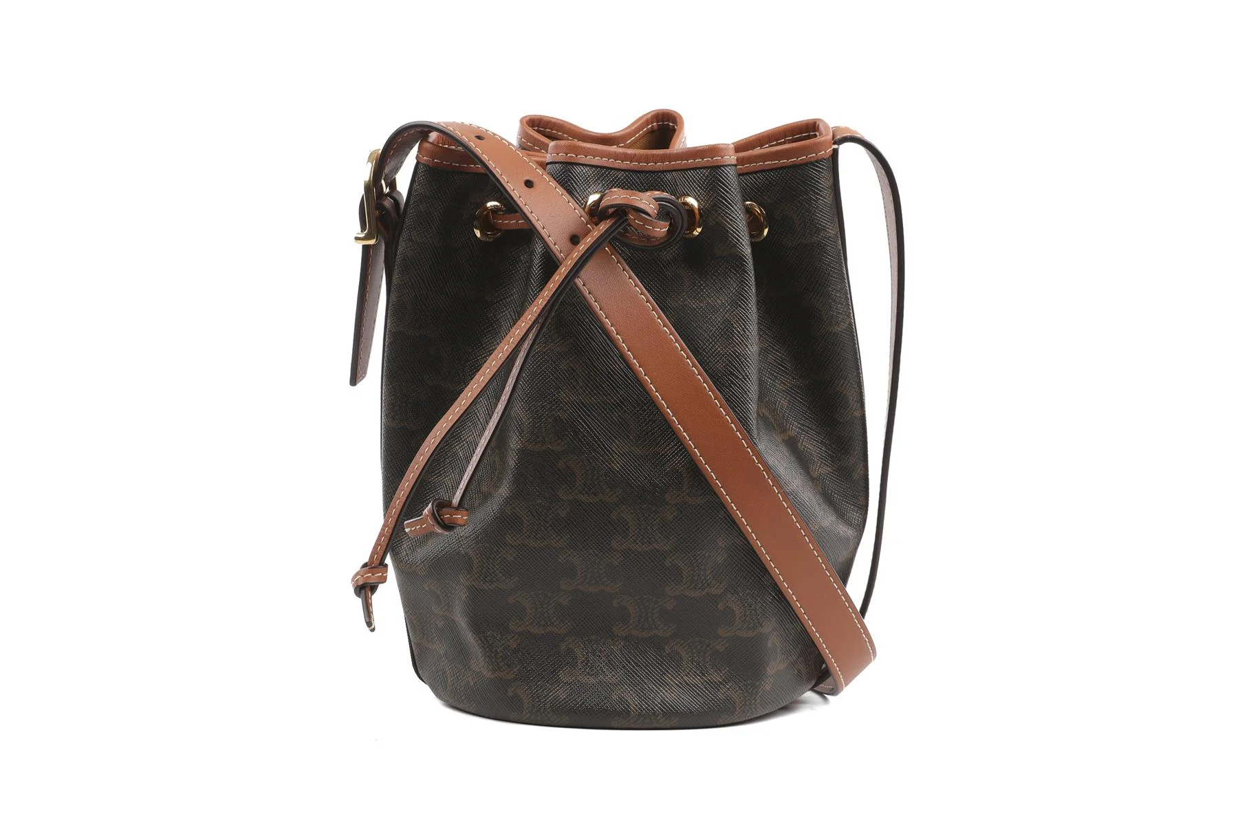 CELINE BROWN TRIOMPHE SMALL LEATHER SHOULDER BAG - Image 2