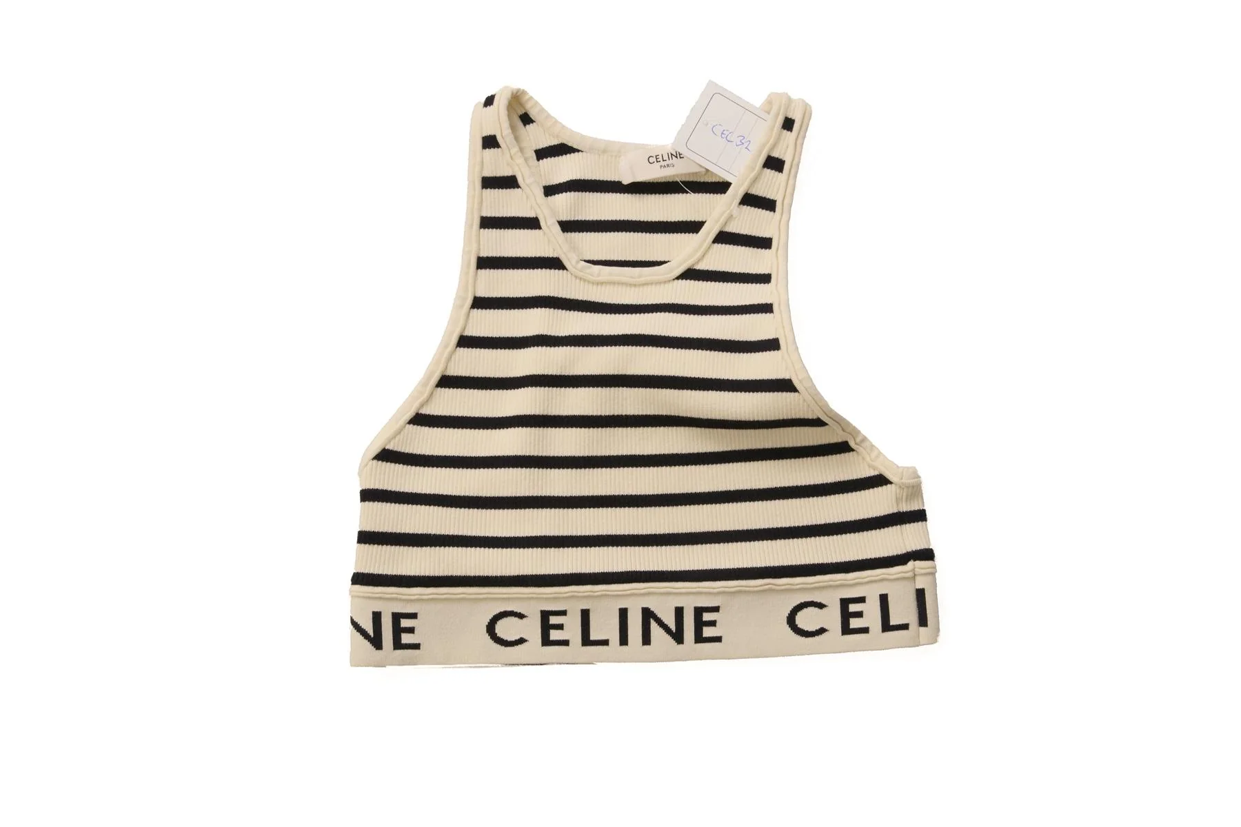 CELINE CREAM KNIT CROP TOP SMALL - Image 2