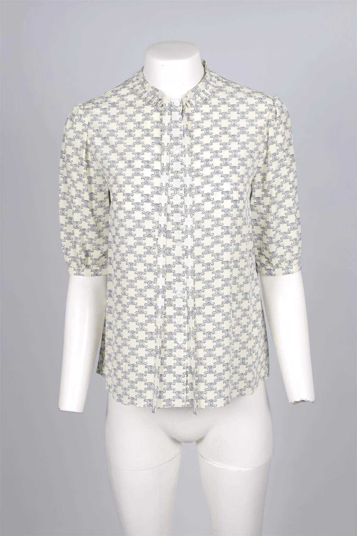 CELINE ECRU TRIOMPHE SILK TOP FR 38 UK 10 - Image 2