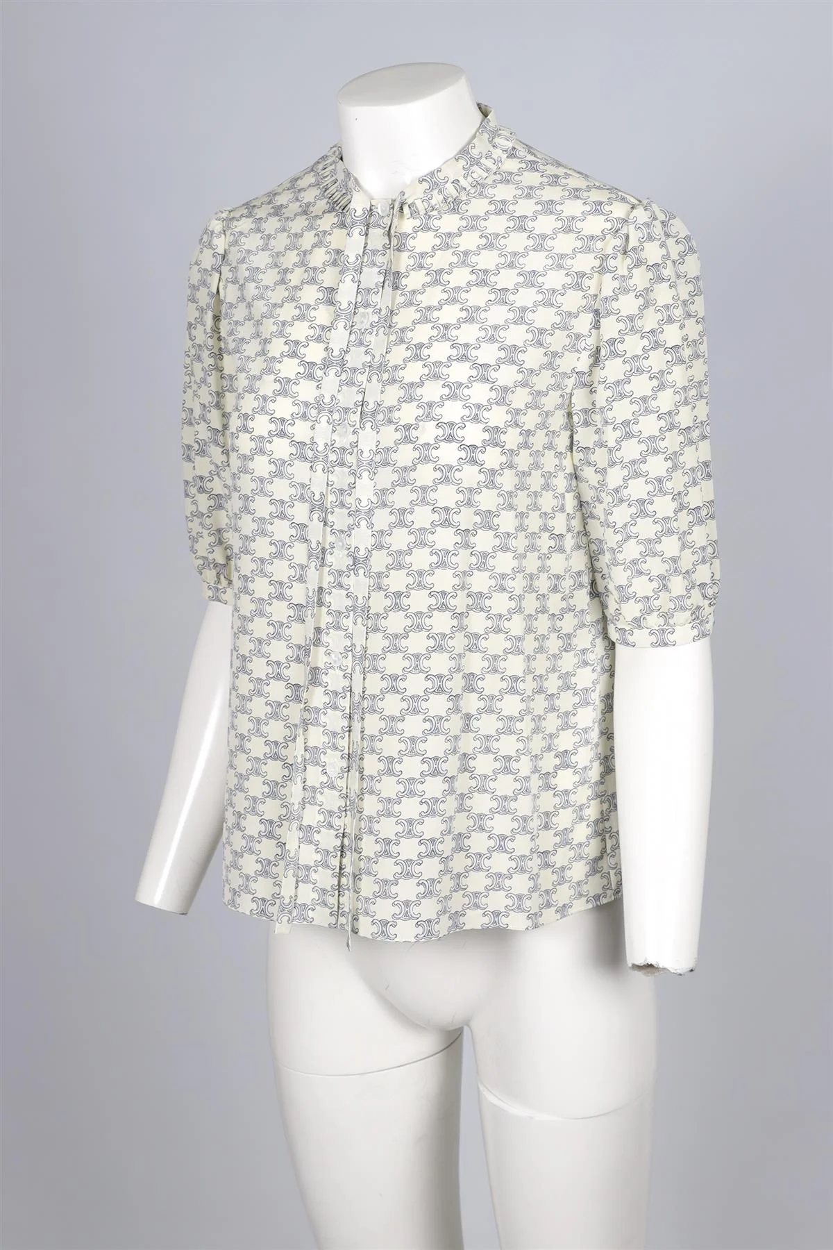 CELINE ECRU TRIOMPHE SILK TOP FR 38 UK 10 - Image 3