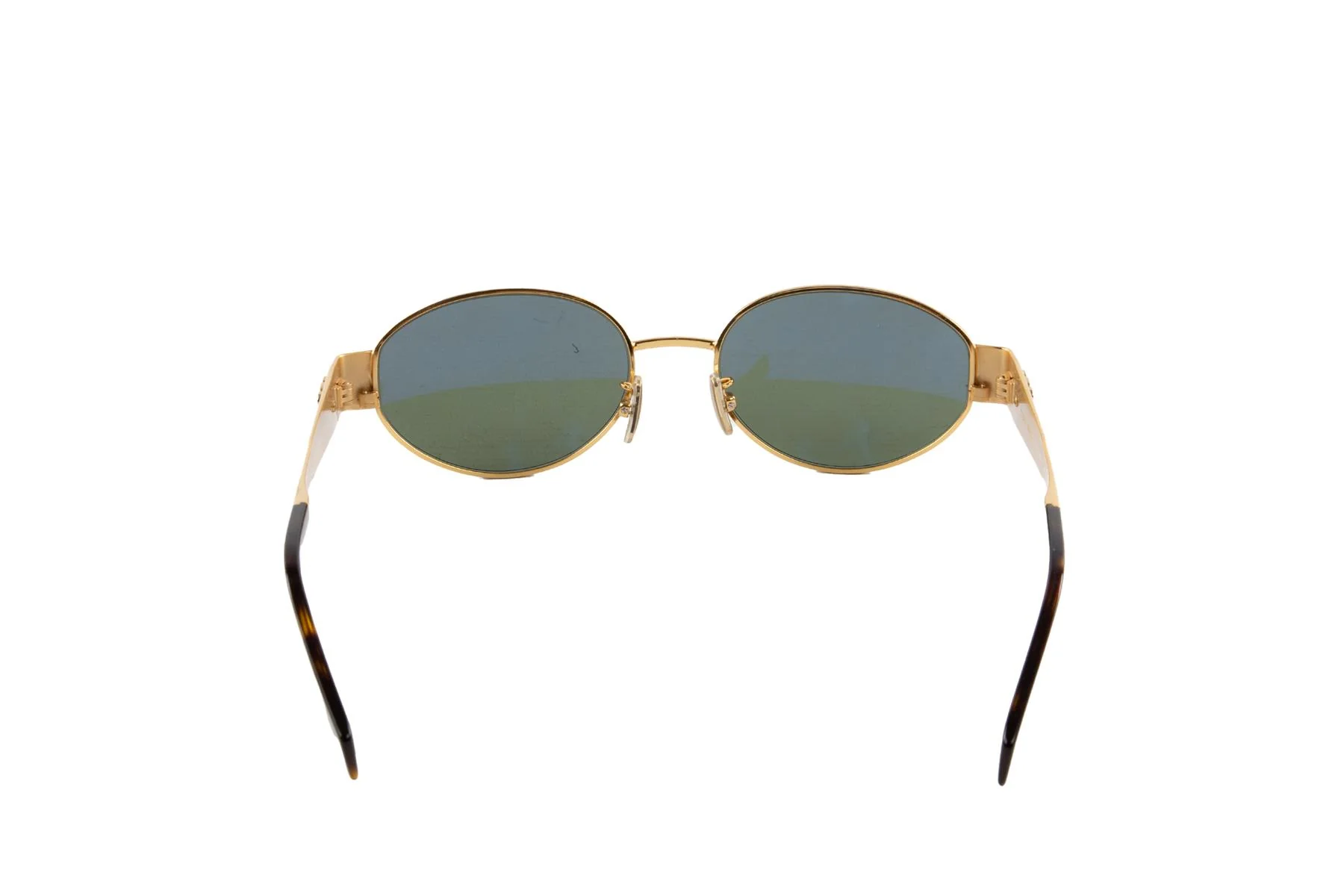 CELINE GOLD TRIOMPHE OVAL FRAME GOLD TONE SUNGLASSES - Image 4