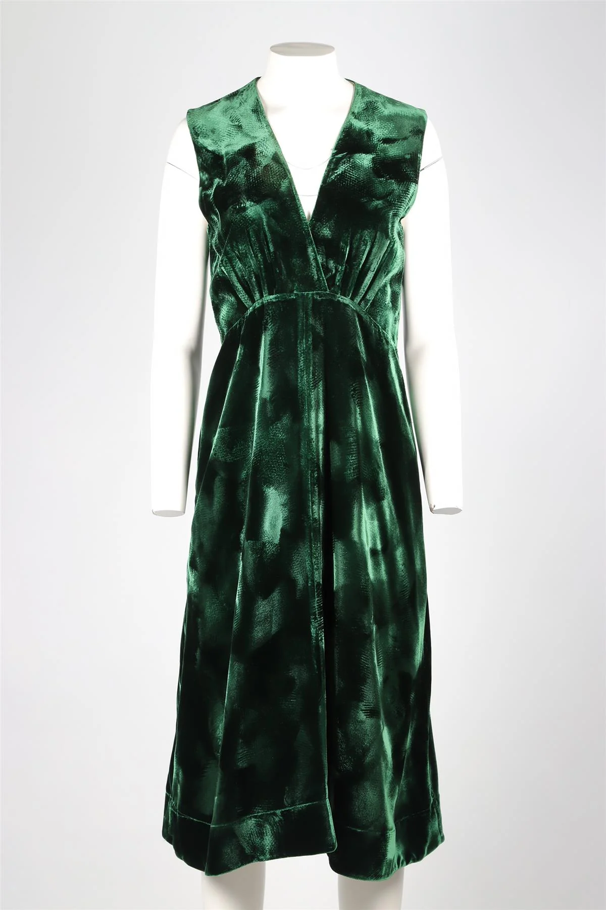 CELINE GREEN VELVET MIDI DRESS FR 38 UK 10 - Image 2