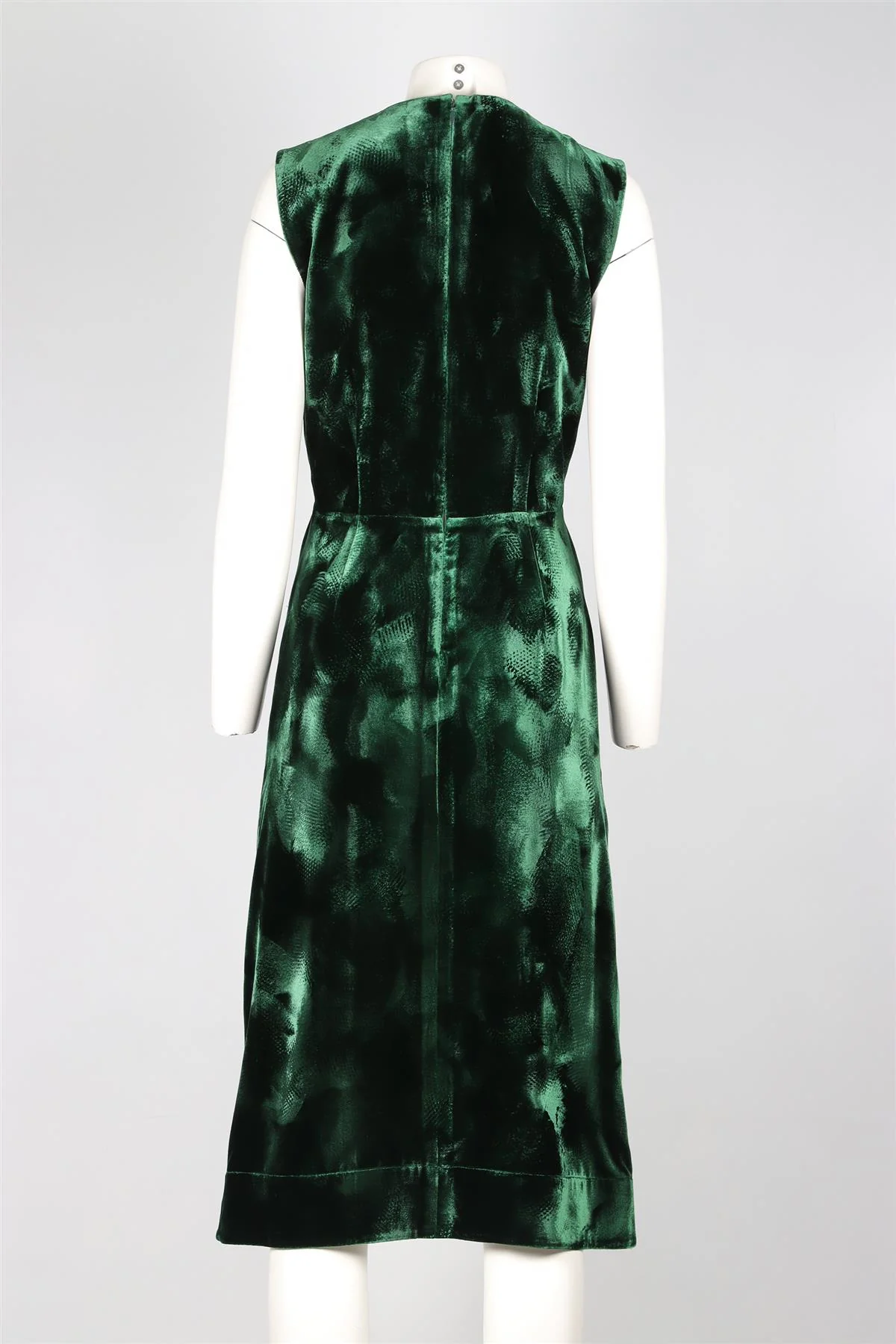 CELINE GREEN VELVET MIDI DRESS FR 38 UK 10 - Image 4