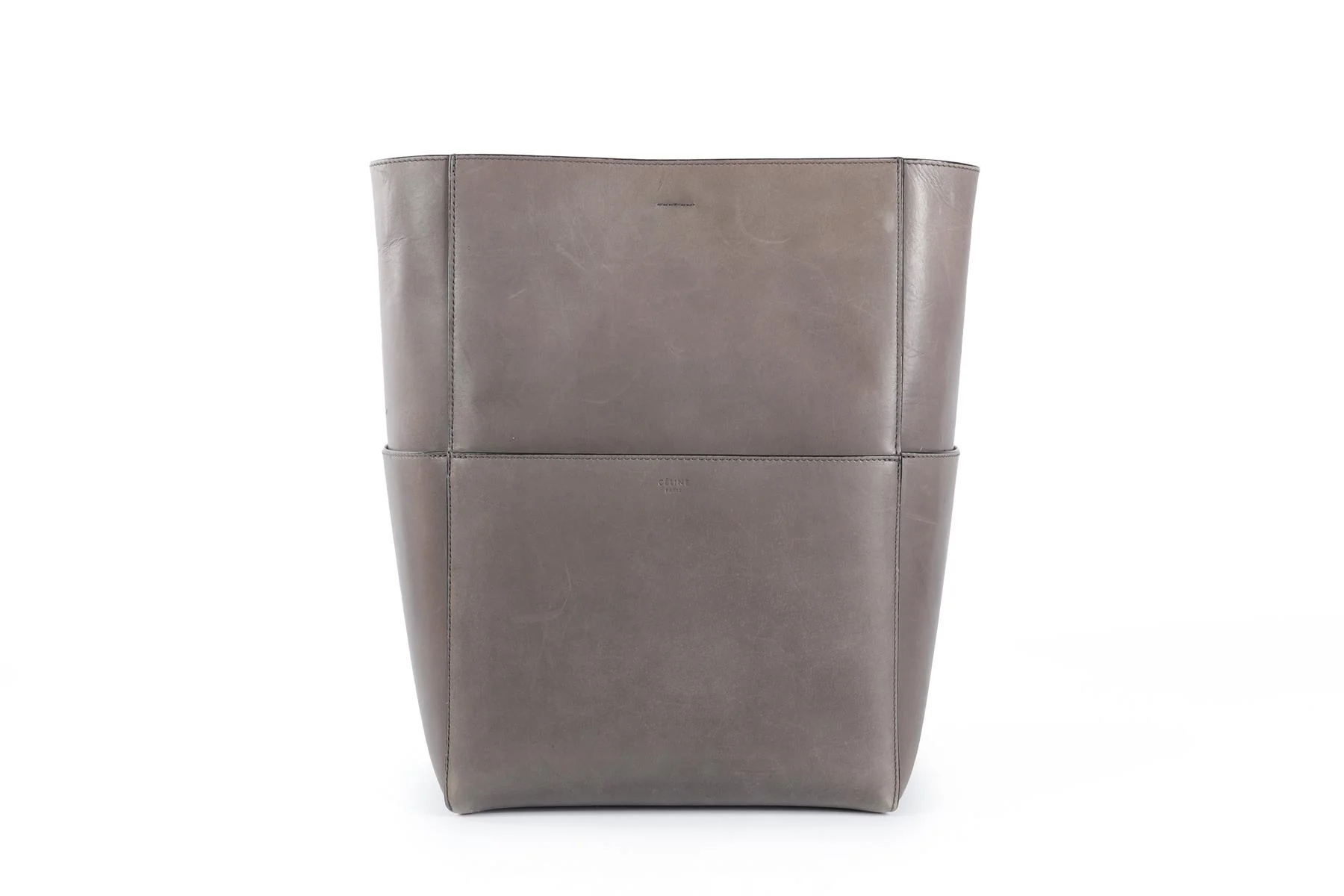 CELINE GREY SANGLE LEATHER SHOULDER BAG - Image 2