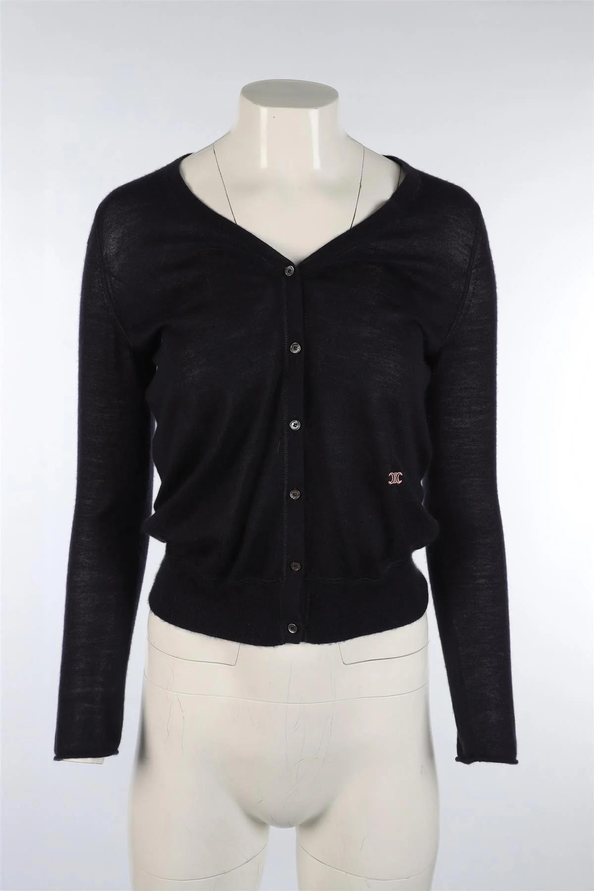 CELINE NAVY CASHMERE CARDIGAN SMALL - Image 2
