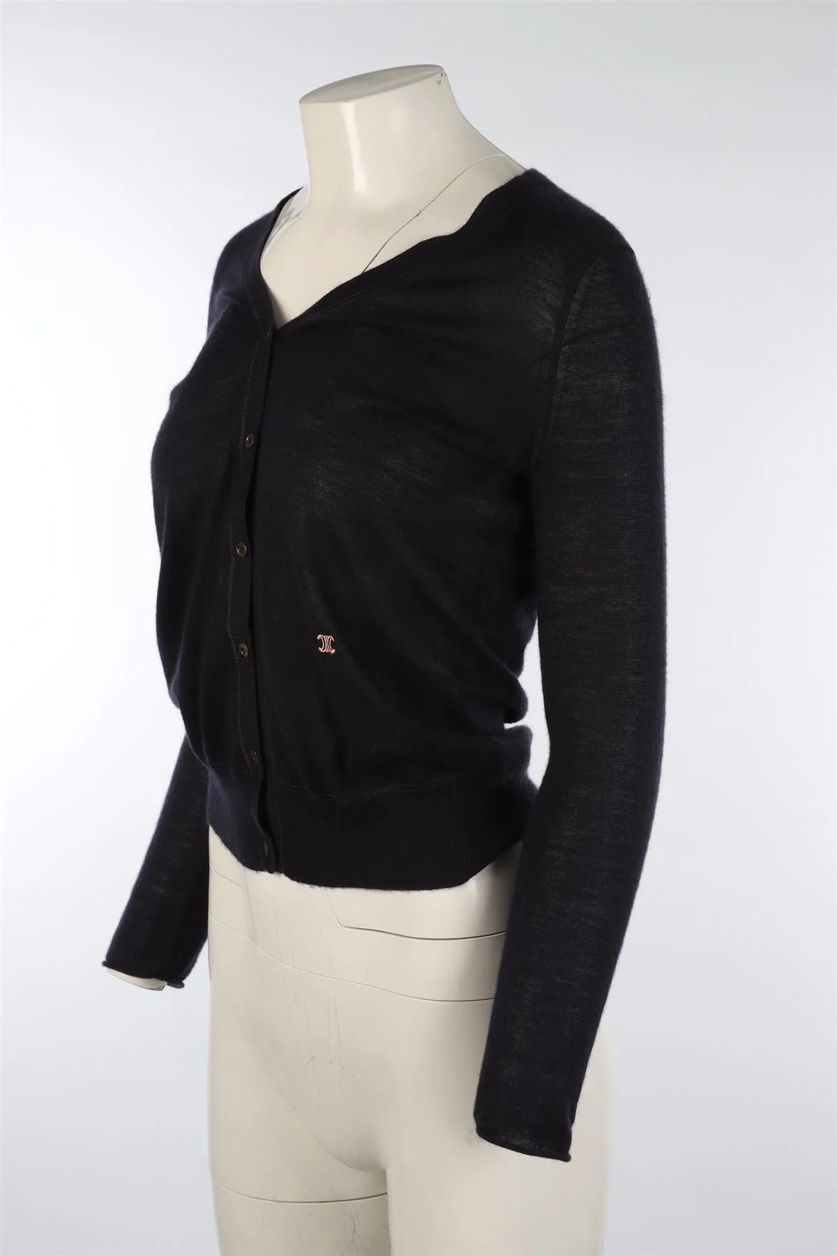 CELINE NAVY CASHMERE CARDIGAN SMALL - Image 3