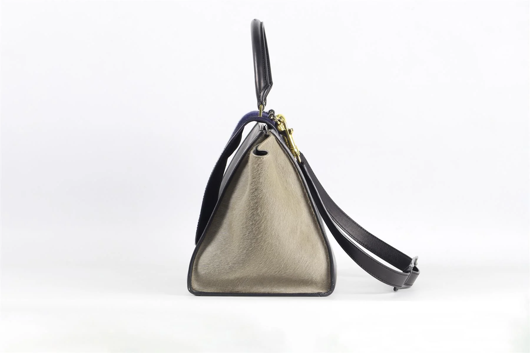 CELINE NAVY TRAPEZE MEDIUM CALF HAIR AND LEATHER TOTE BAG - Image 5