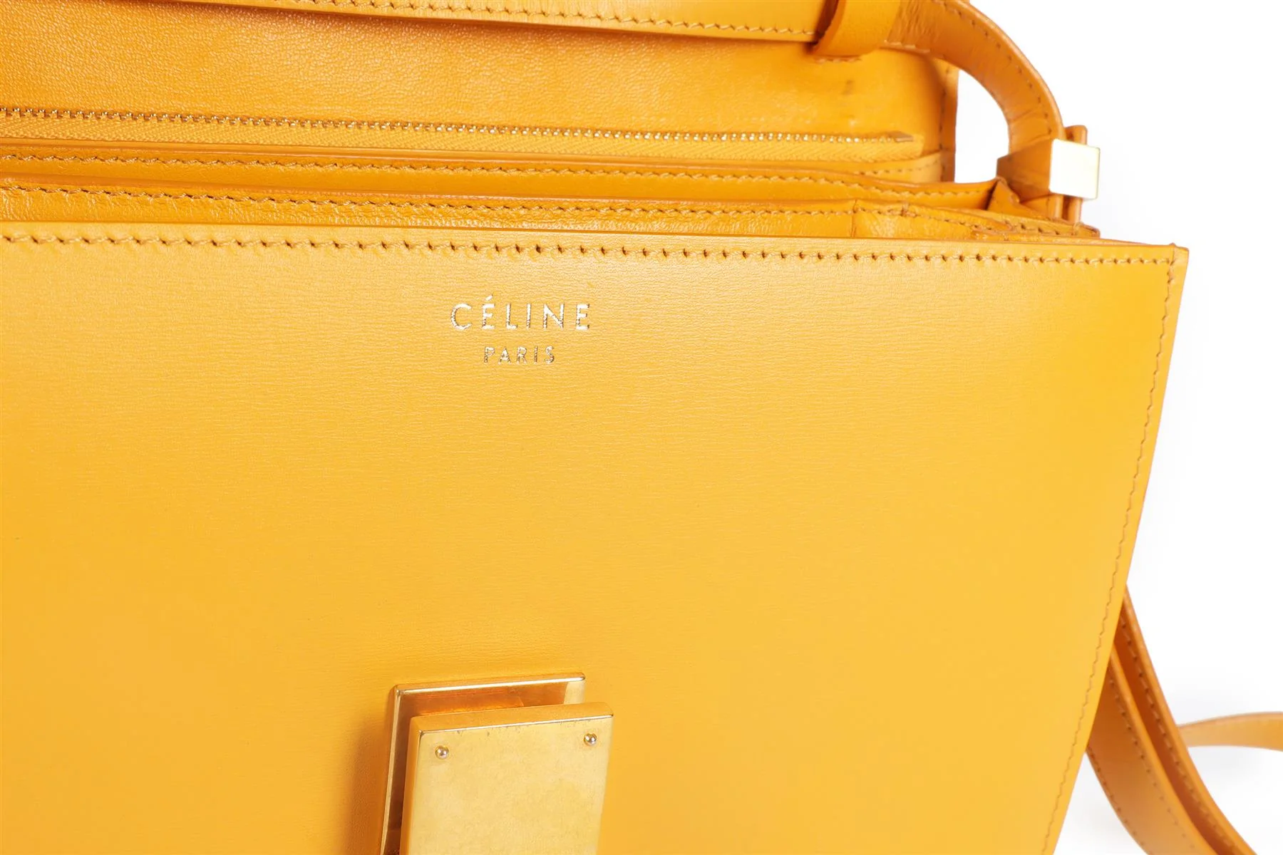 CELINE ORANGE CLASSIC BOX LEATHER SHOULDER BAG - Image 10