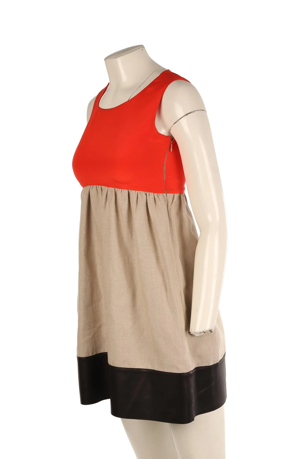 CÉLINE ORANGE LINEN MINI DRESS FR 36 UK 8 - Image 3