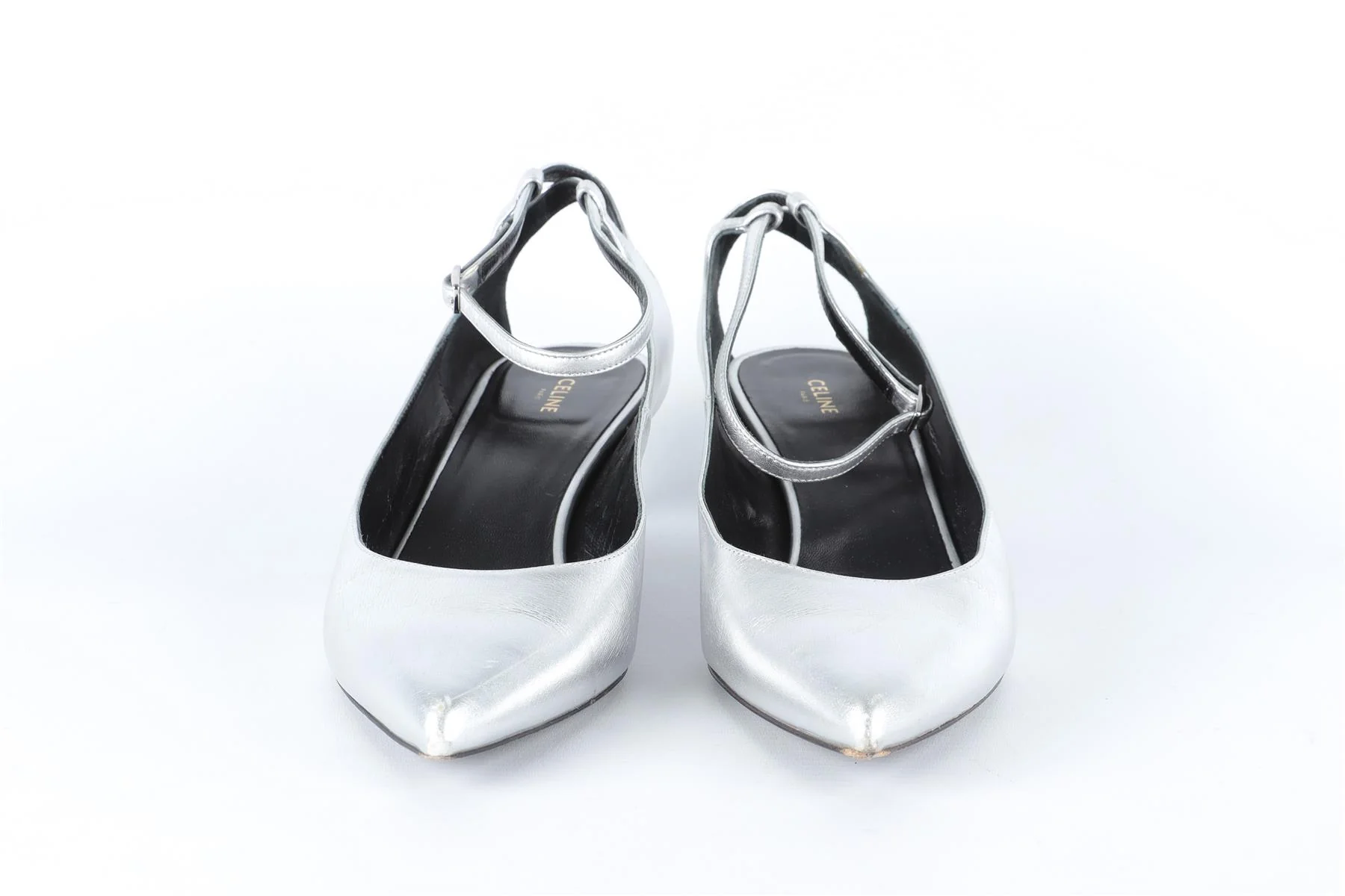 CELINE SILVER LEATHER PUMPS EU 38 UK 5 US 8 - Image 3