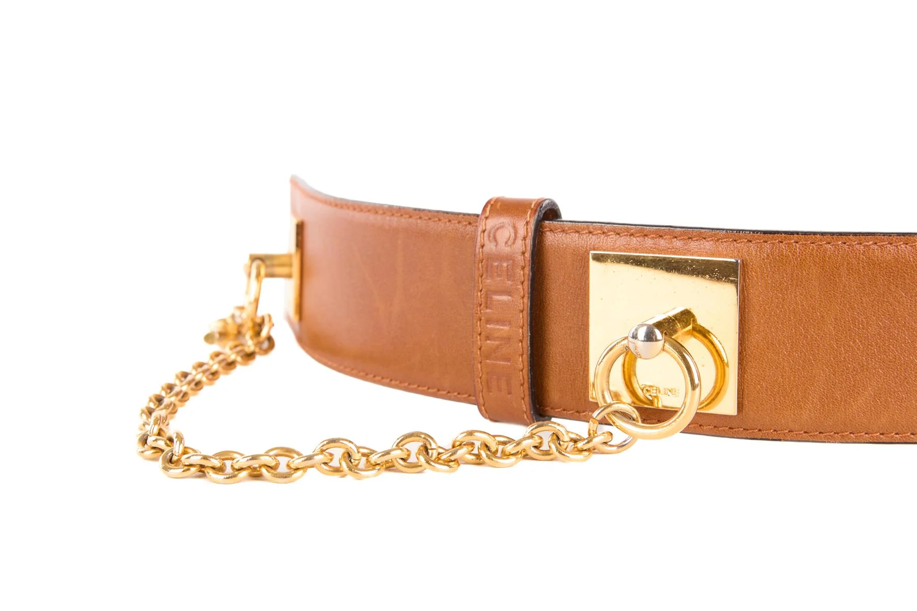 CELINE TAN VINTAGE LEATHER WAIST BELT 65CM - Image 3
