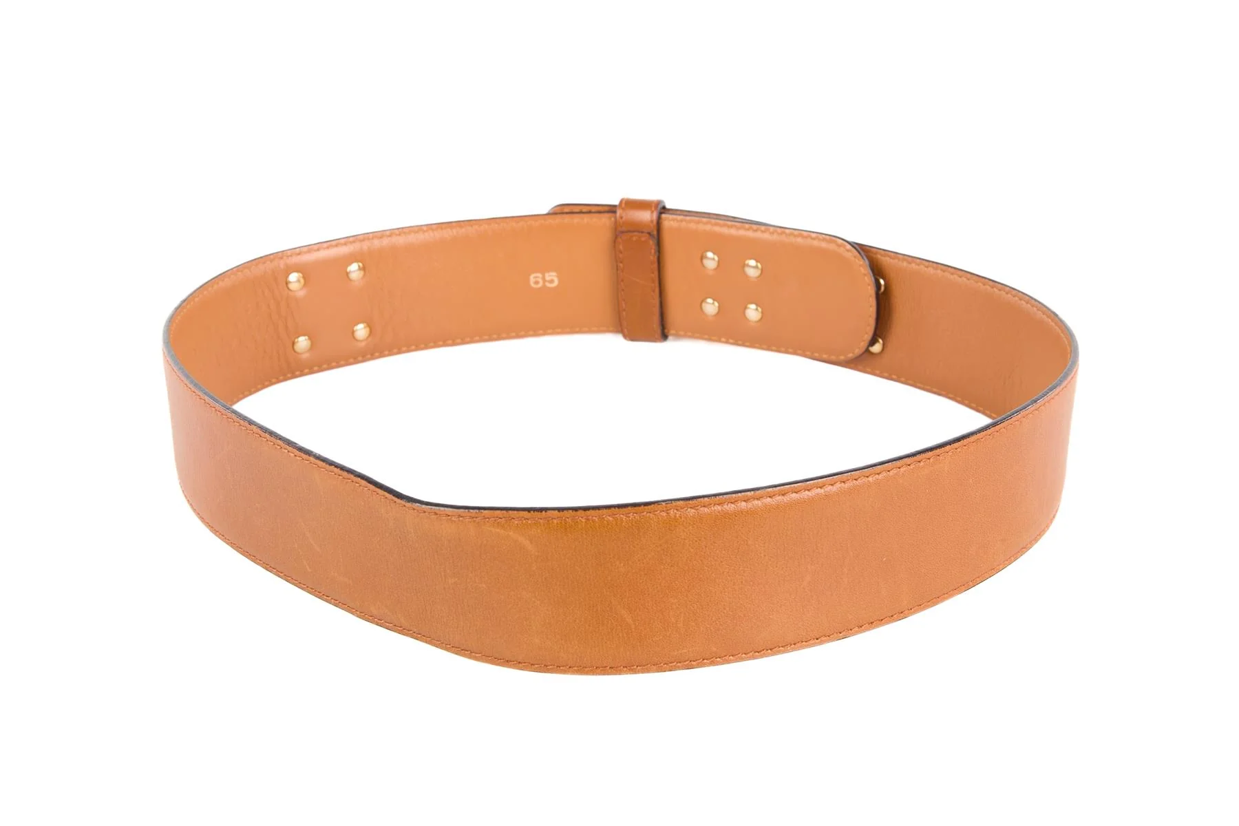 CELINE TAN VINTAGE LEATHER WAIST BELT 65CM - Image 6