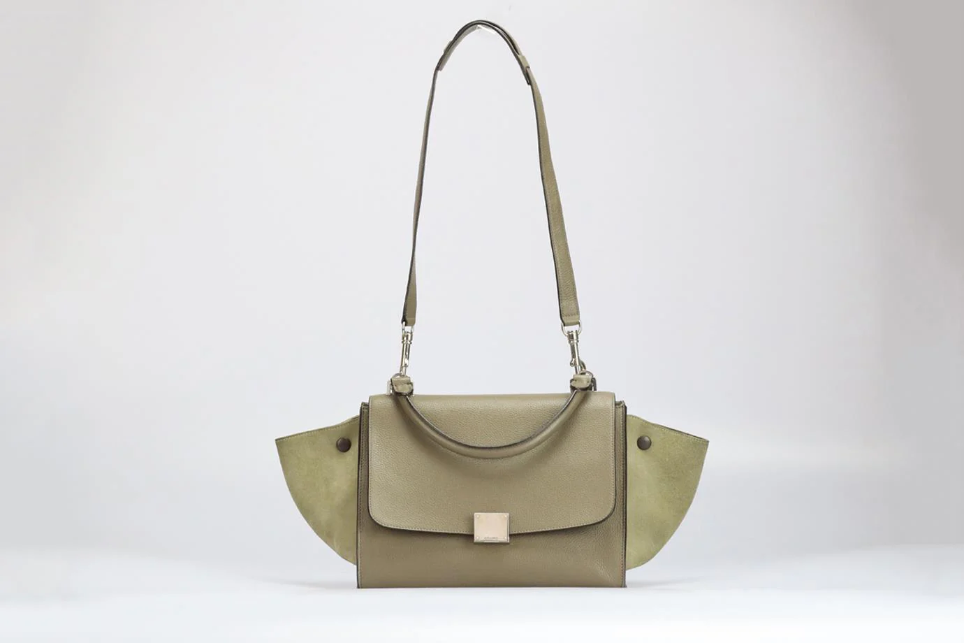 CELINE TRAPEZE SMALL SUEDE AND LEATHER TOTE BAG - Image 2