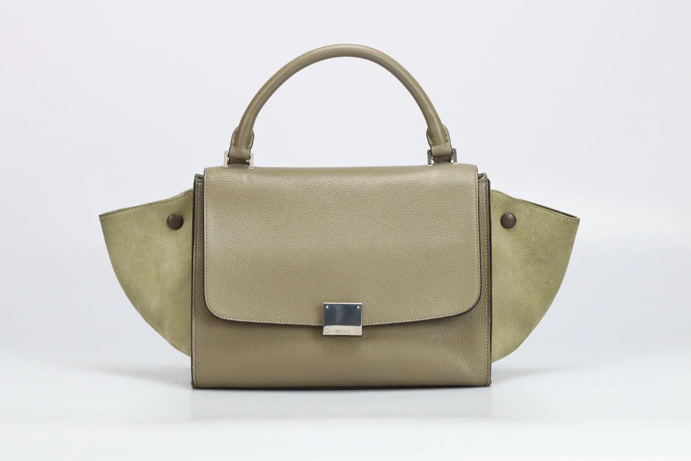 CELINE TRAPEZE SMALL SUEDE AND LEATHER TOTE BAG - Image 3