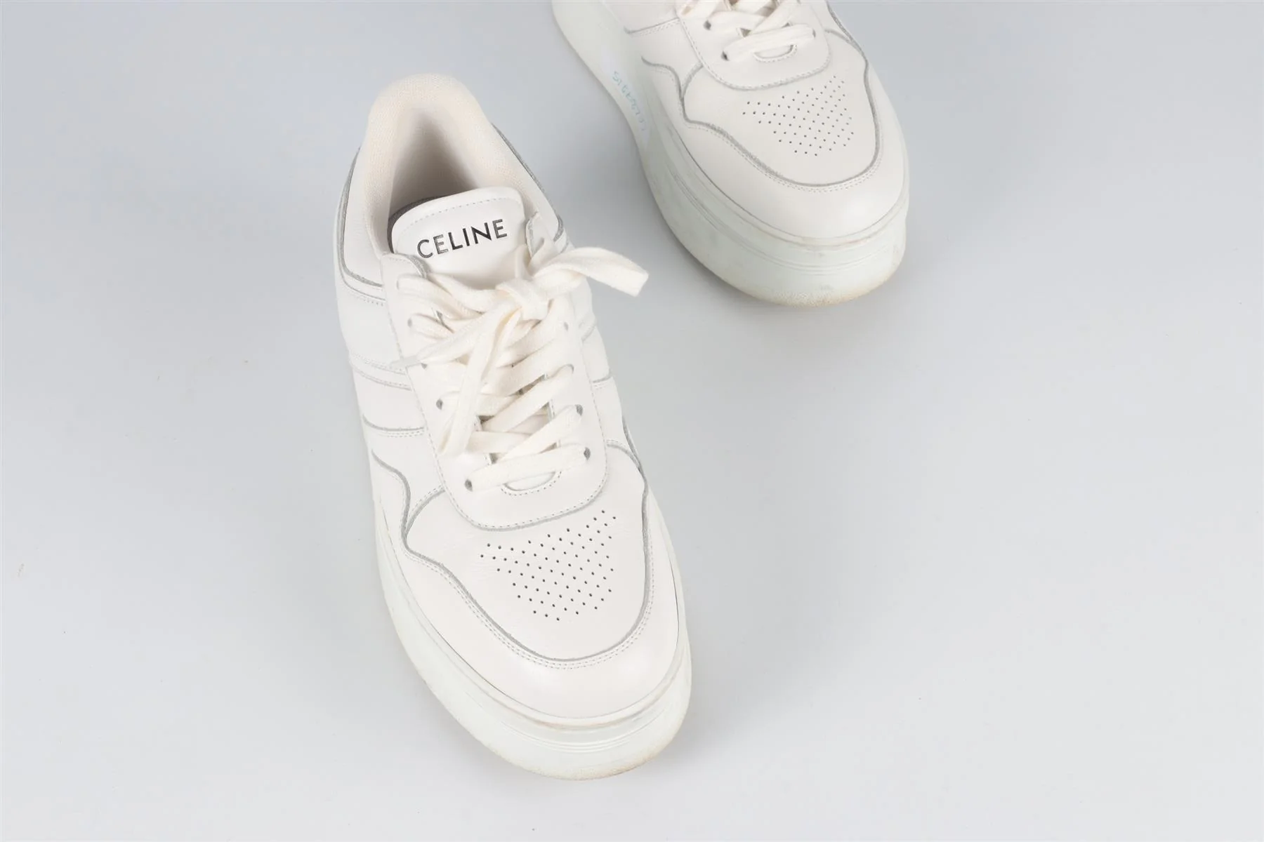 CELINE WHITE BLOCK LEATHER PLATFORM SNEAKERS EU 38 UK 5 US 8 - Image 4