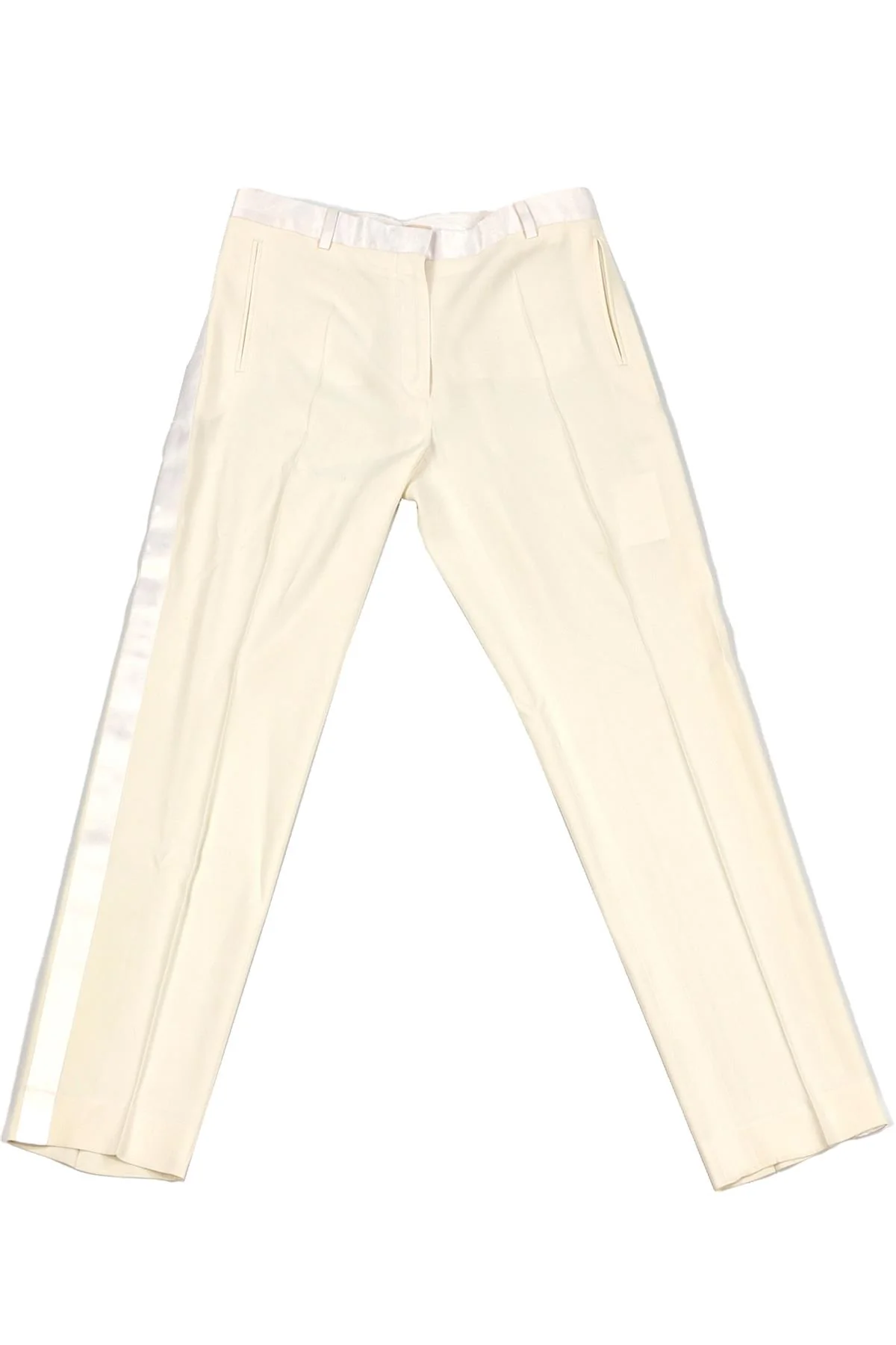 CELINE WHITE CREPE STRAIGHT LEG PANTS FR 36 UK 8